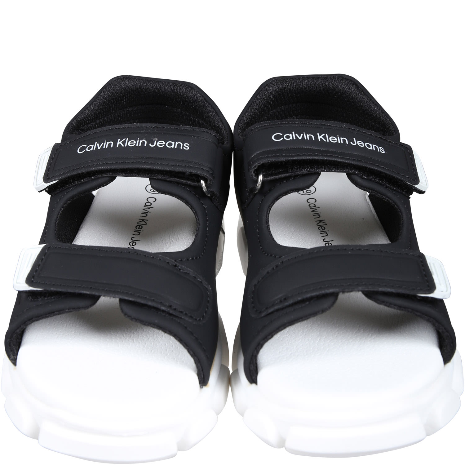 Shop Calvin Klein Black Sandals For Kids With Logo