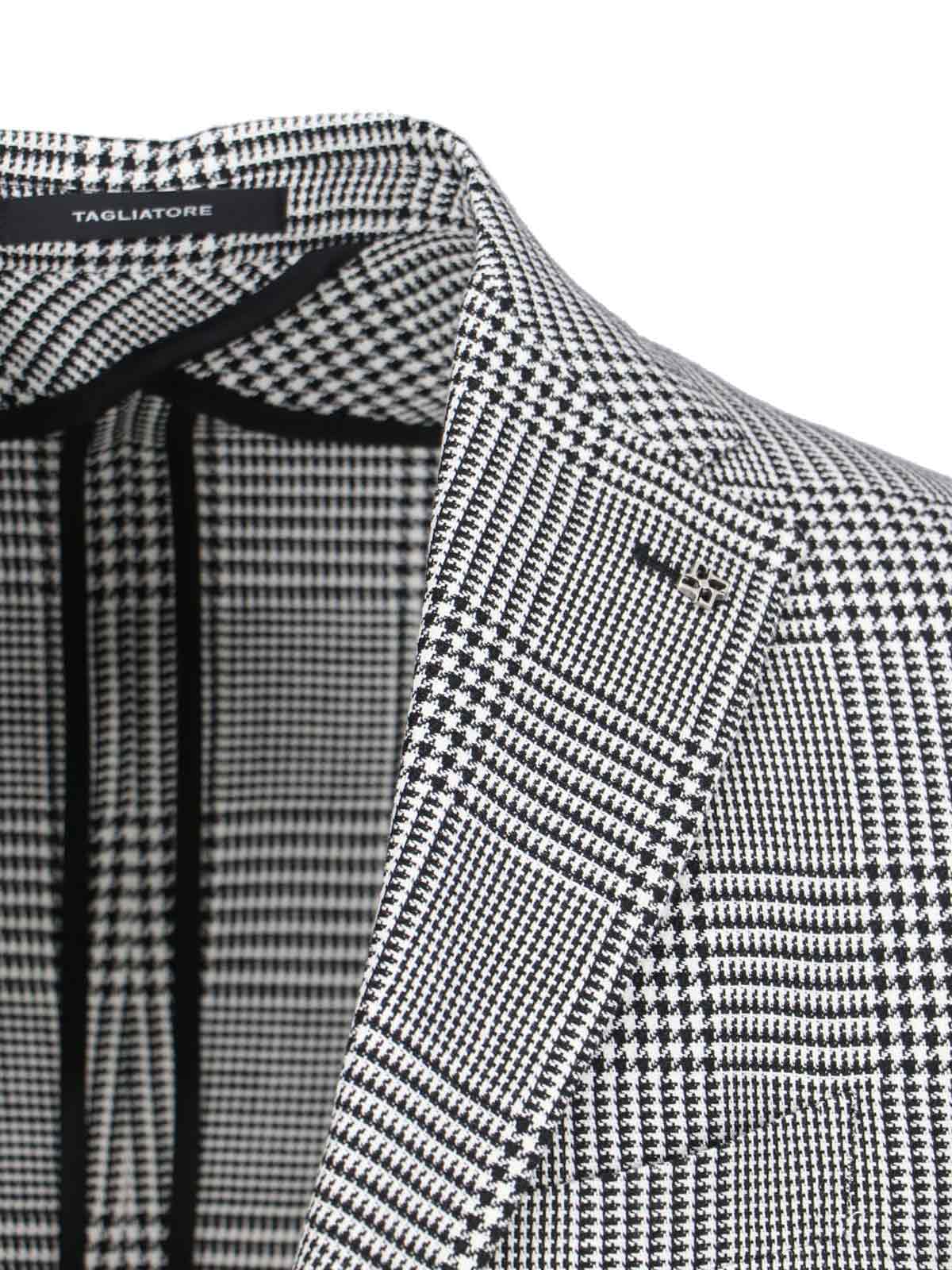 Tagliatore Single-breasted Houndstooth Blazer In White