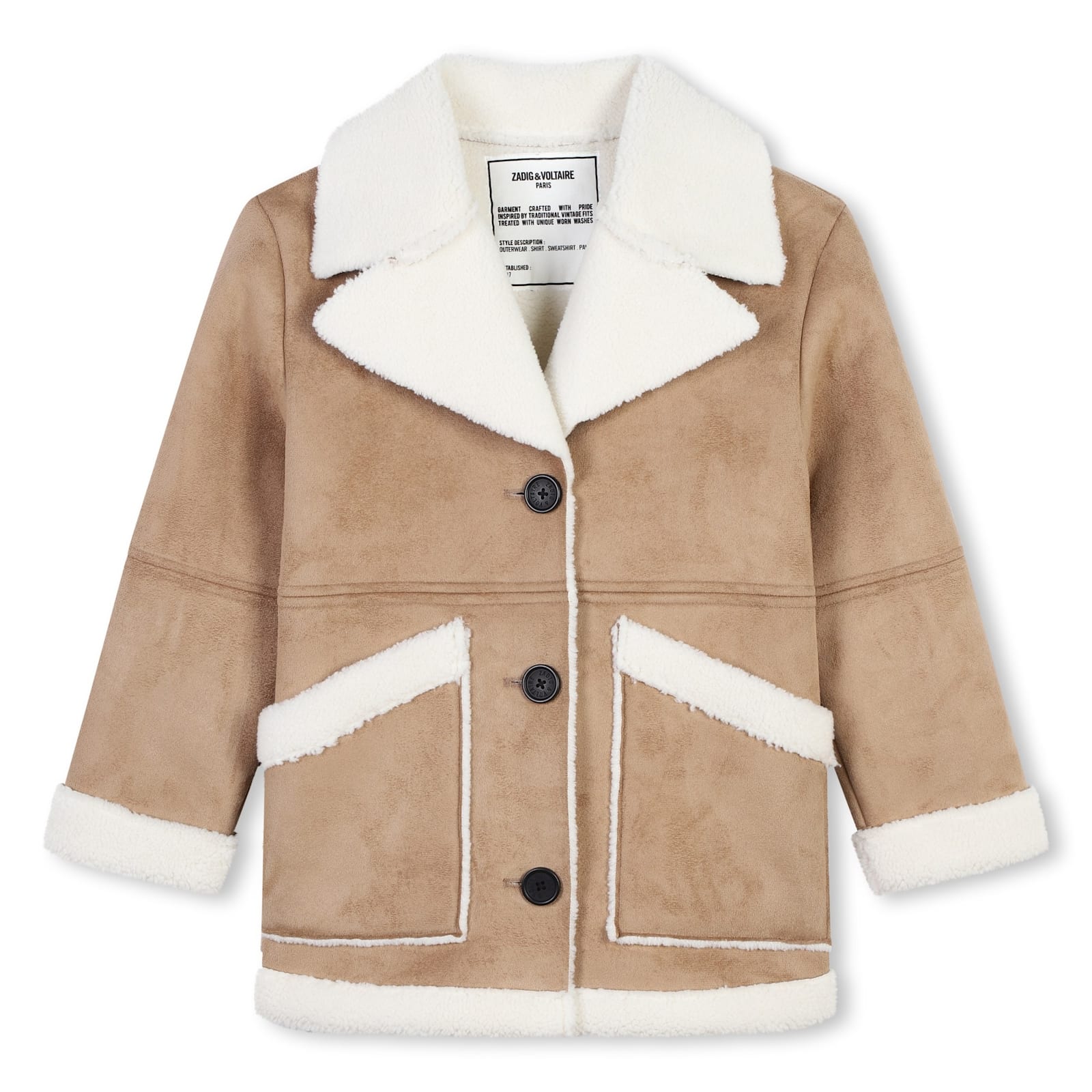 Zadig &amp; Voltaire Kids' Cappotto Con Pelliccia In Beige