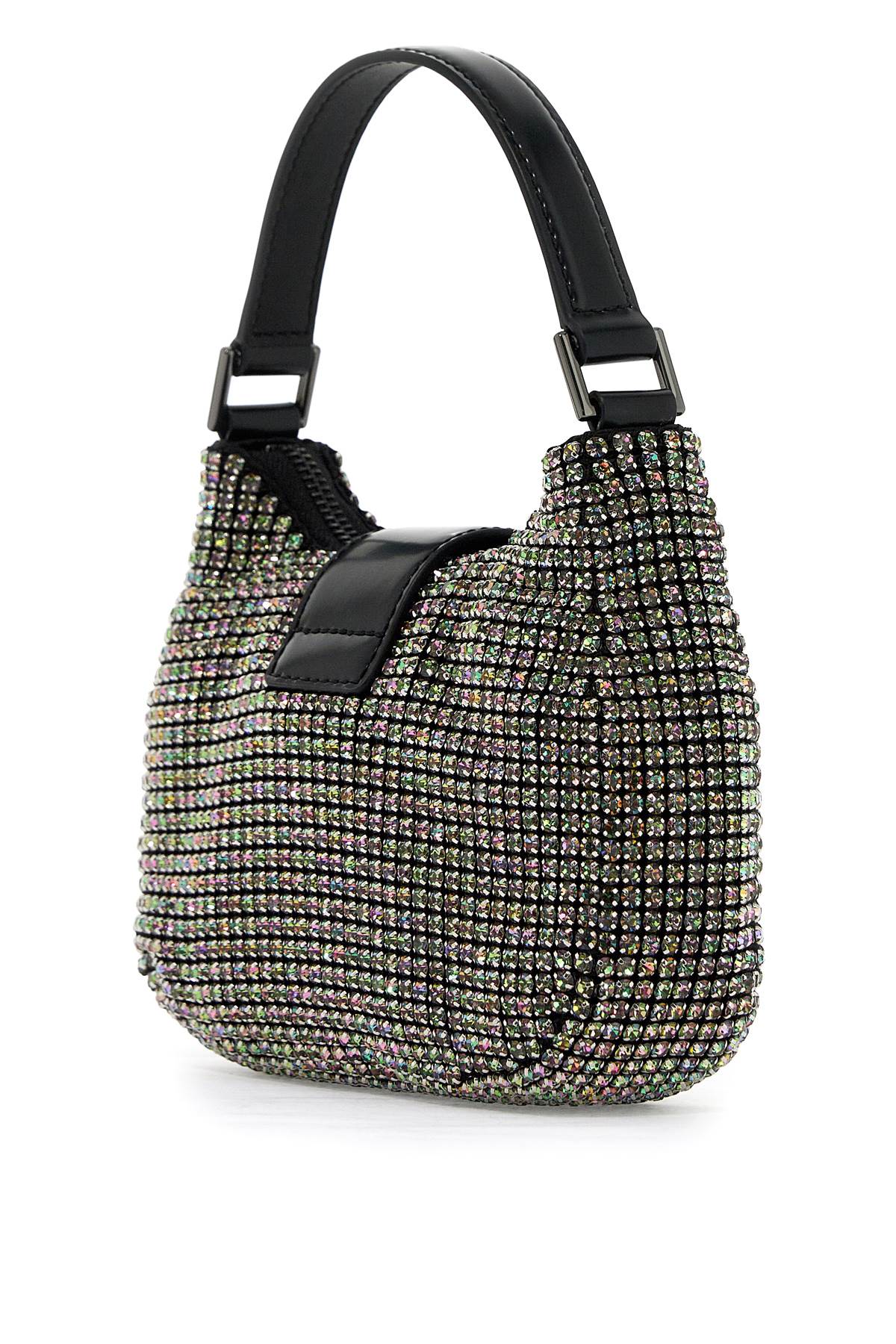 Shop Self-portrait Mini Crescent Bow Bag With Crystals In Multi (black)