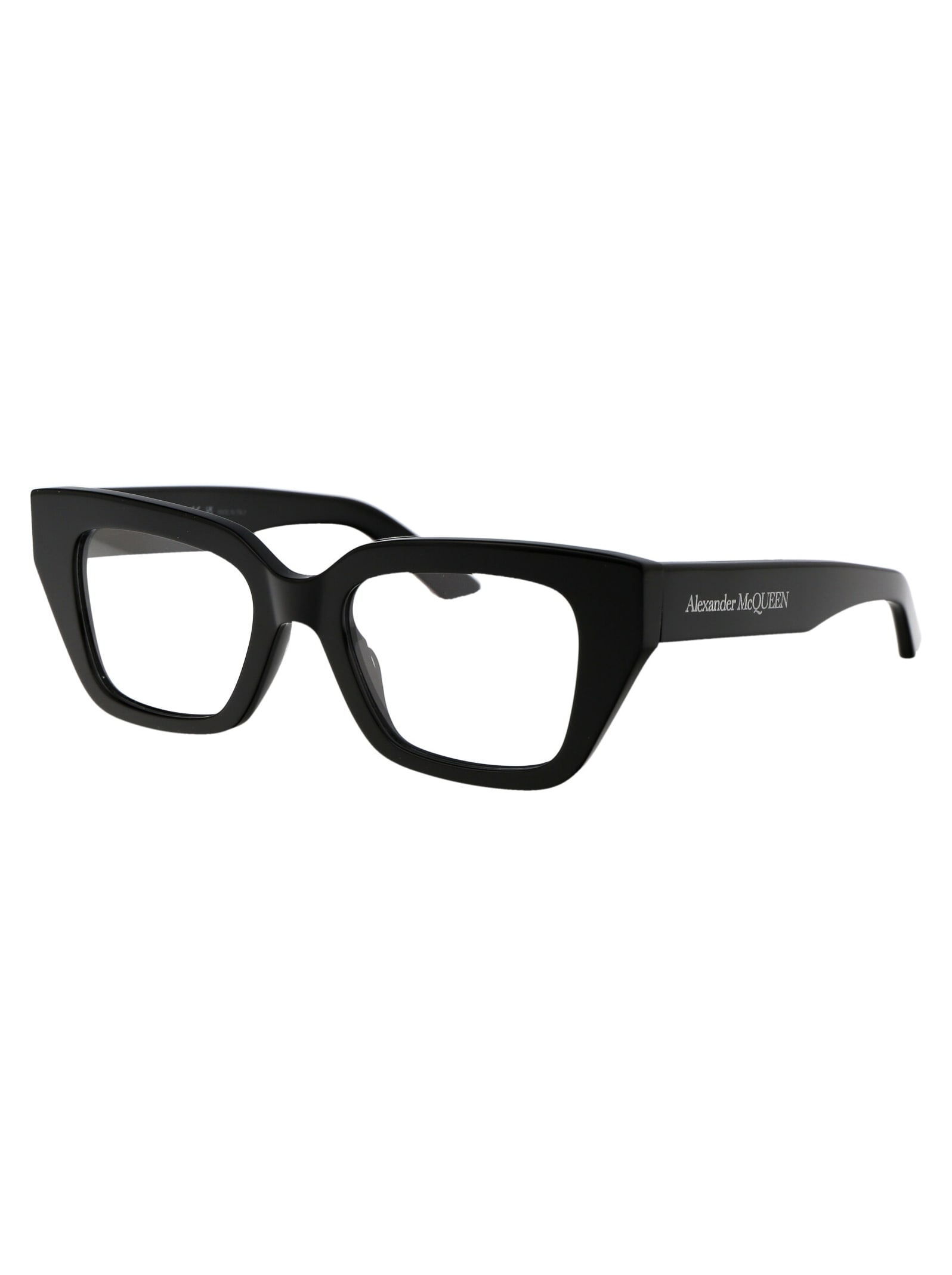 Alexander Mcqueen Am0453o Glasses In 001 Black Black Transparent