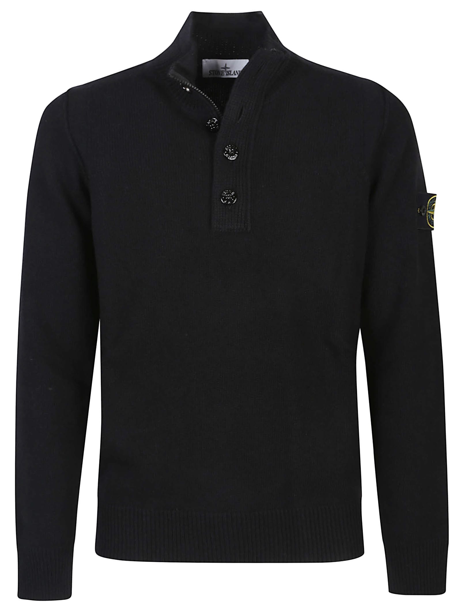 Stone Island Lambswool Polo Shirt In Black