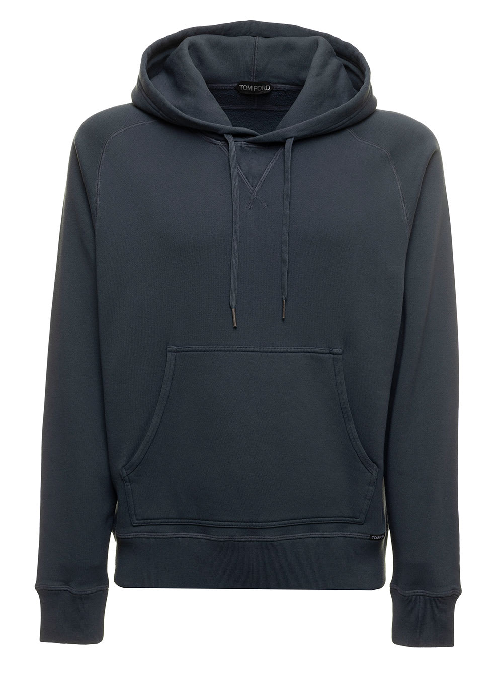Tom Ford Mans Washed Blue Cotton Hoodie