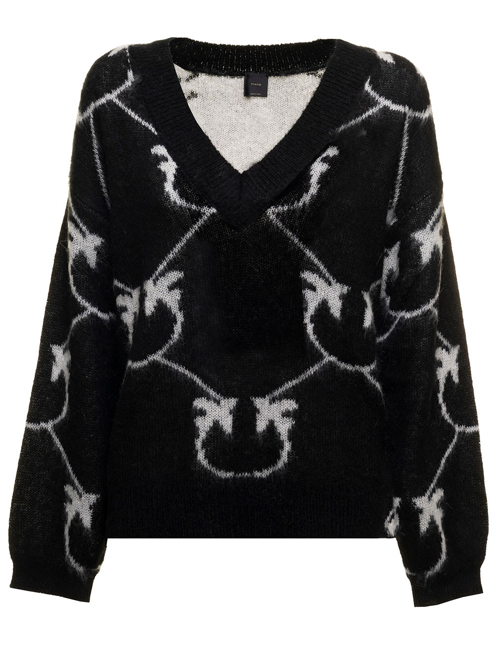Marisol Black Monogram Jacquard Printed Sweater Pinko Woman