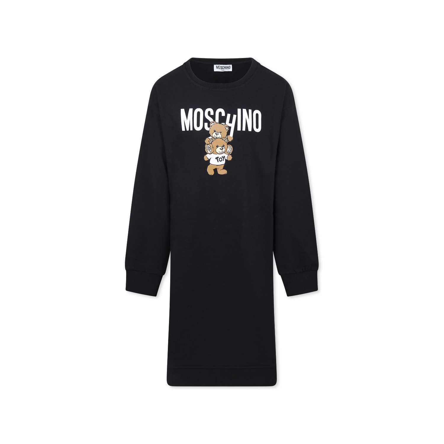 Moschino Kids' Black Dress For Girl With Teddy Bears