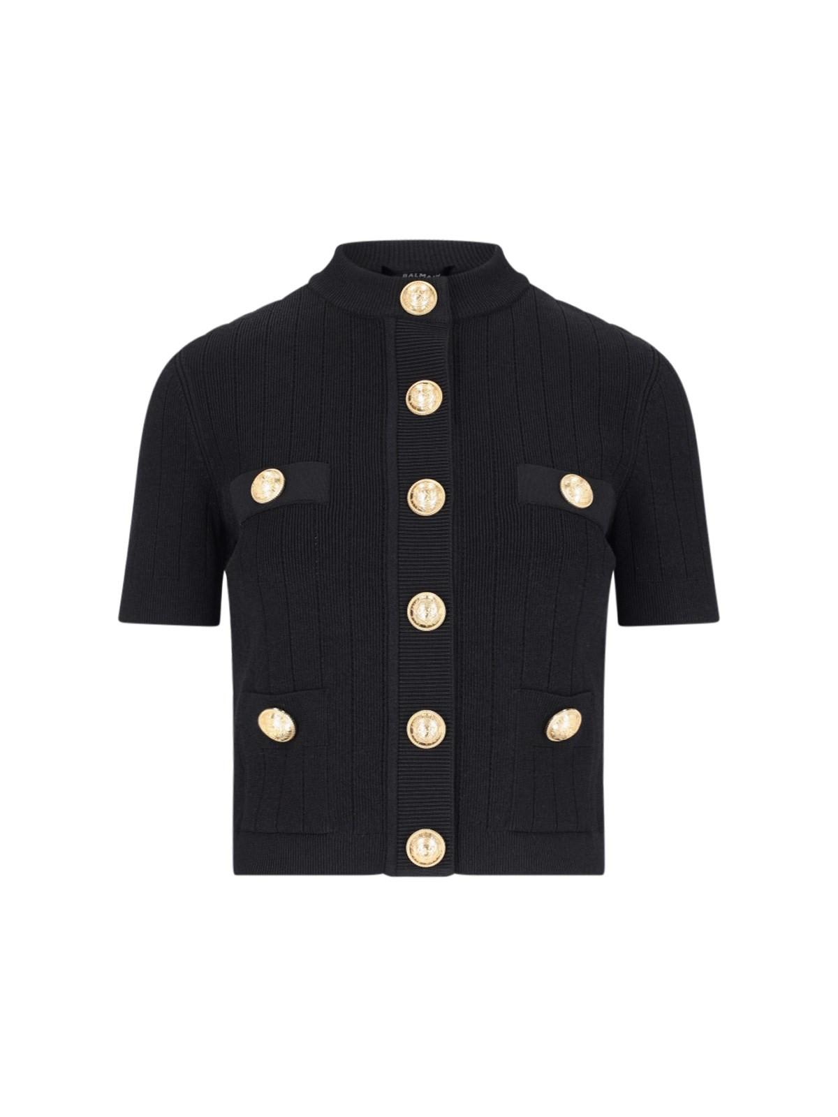 Shop Balmain Knitted Cardigan In Black