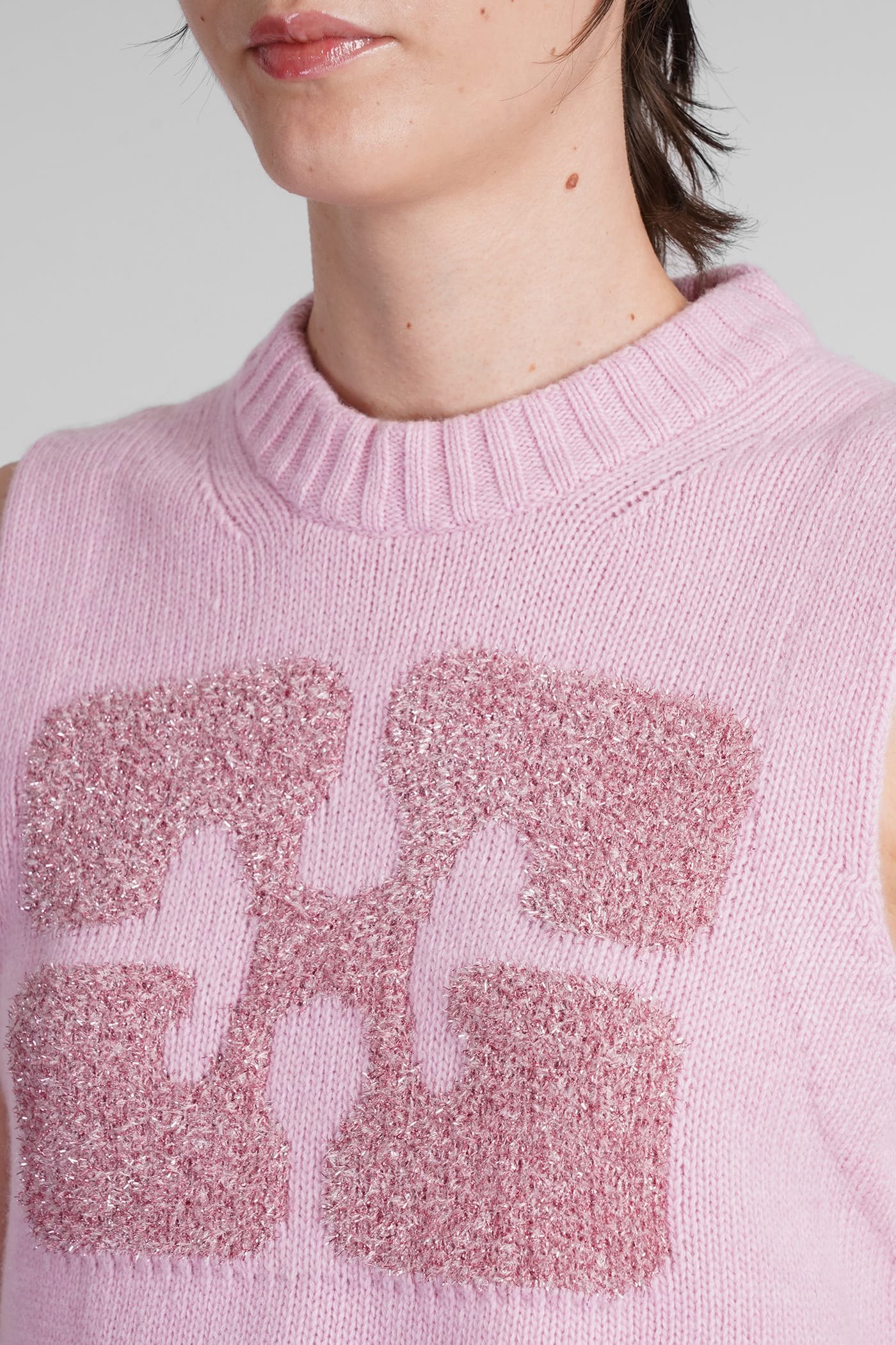 Shop Ganni Vest In Rose-pink Wool