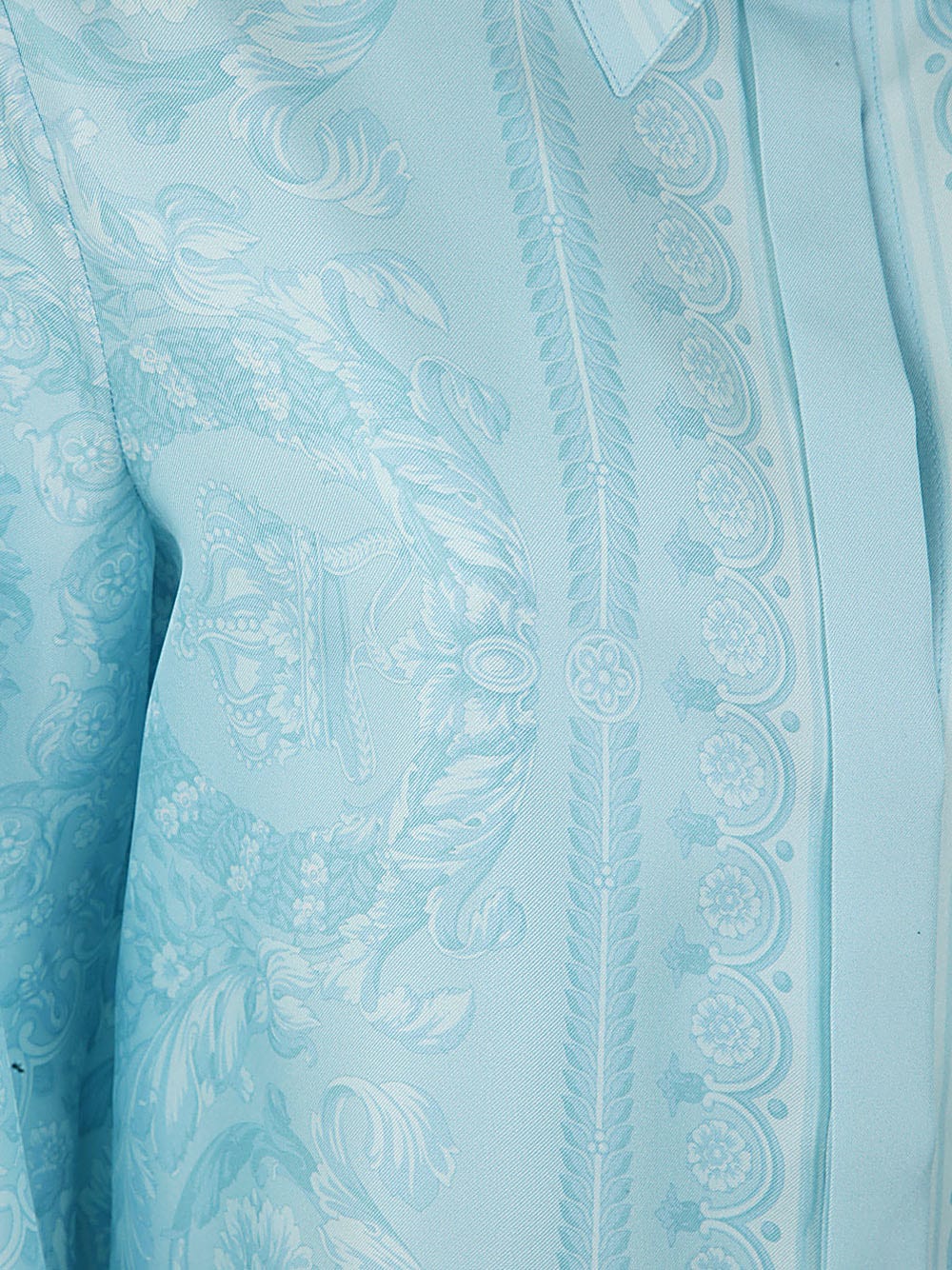 Shop Versace Formal Shirt Silk Twill Fabric Baroque Print 92 In Pale Blue