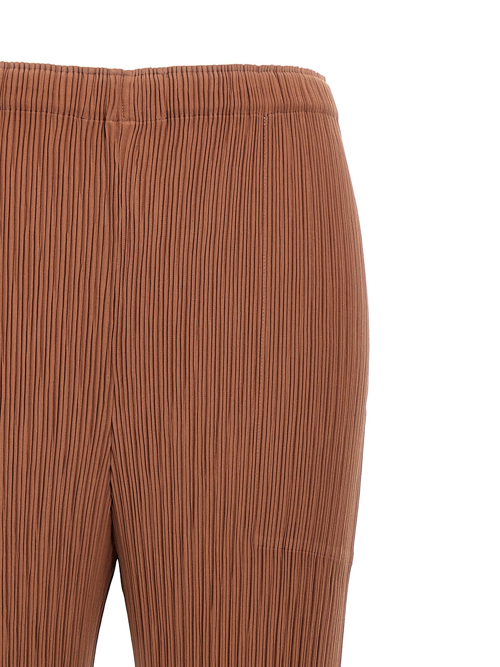 Issey Miyake Hatching Pleats Pants Brown | ModeSens