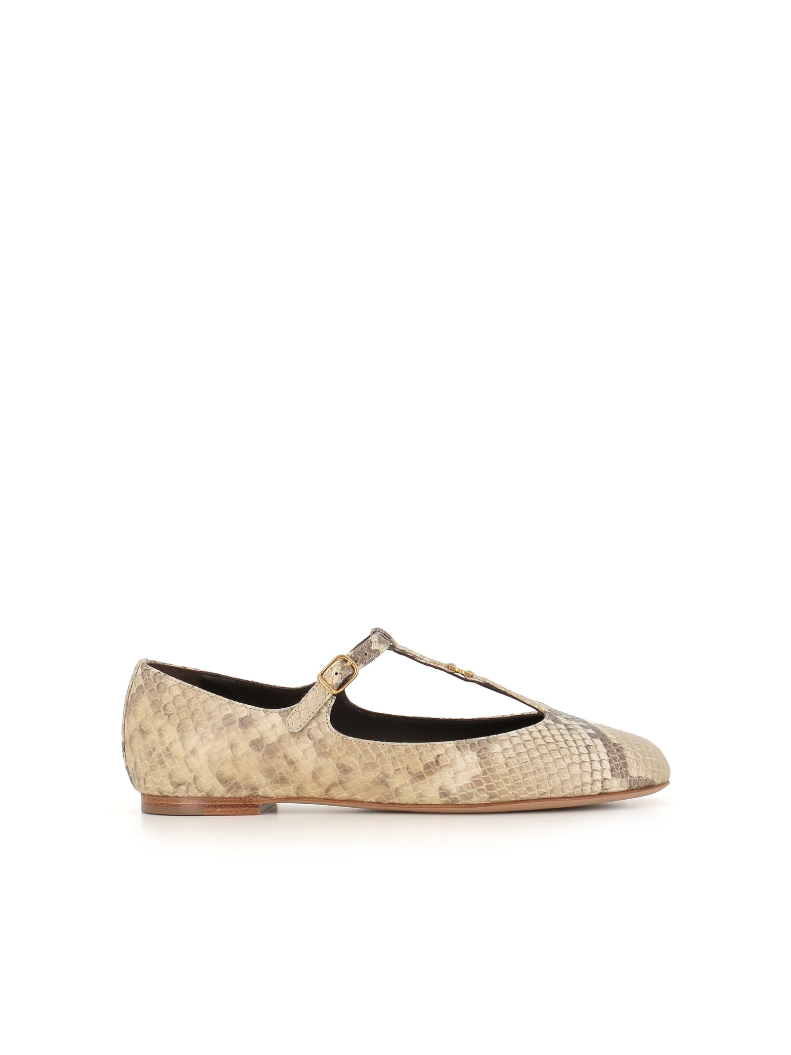 Shop Chloé Ballerina Marcie In Pitone Beige