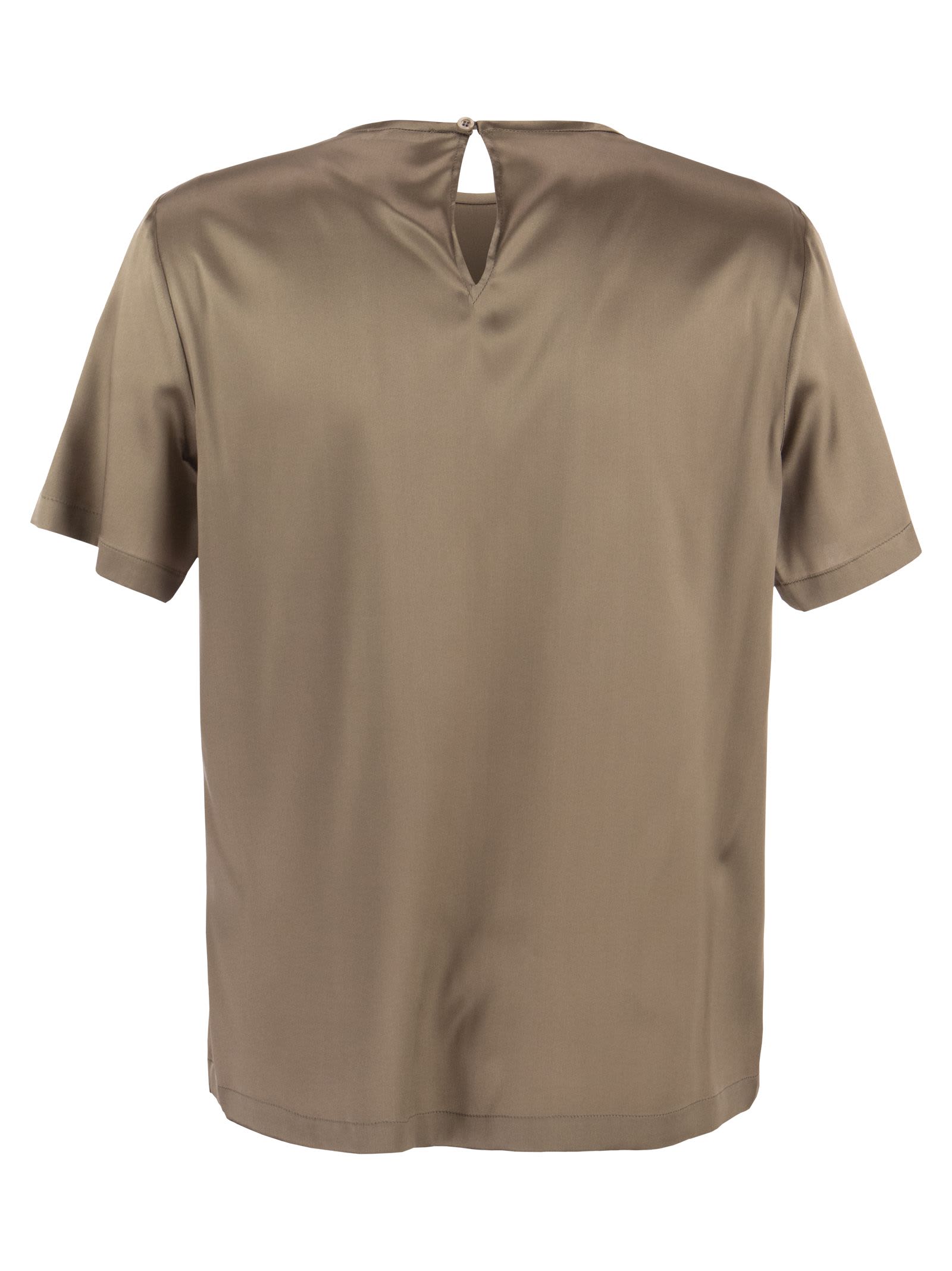Shop Peserico Silk Satin T-shirt In Camel