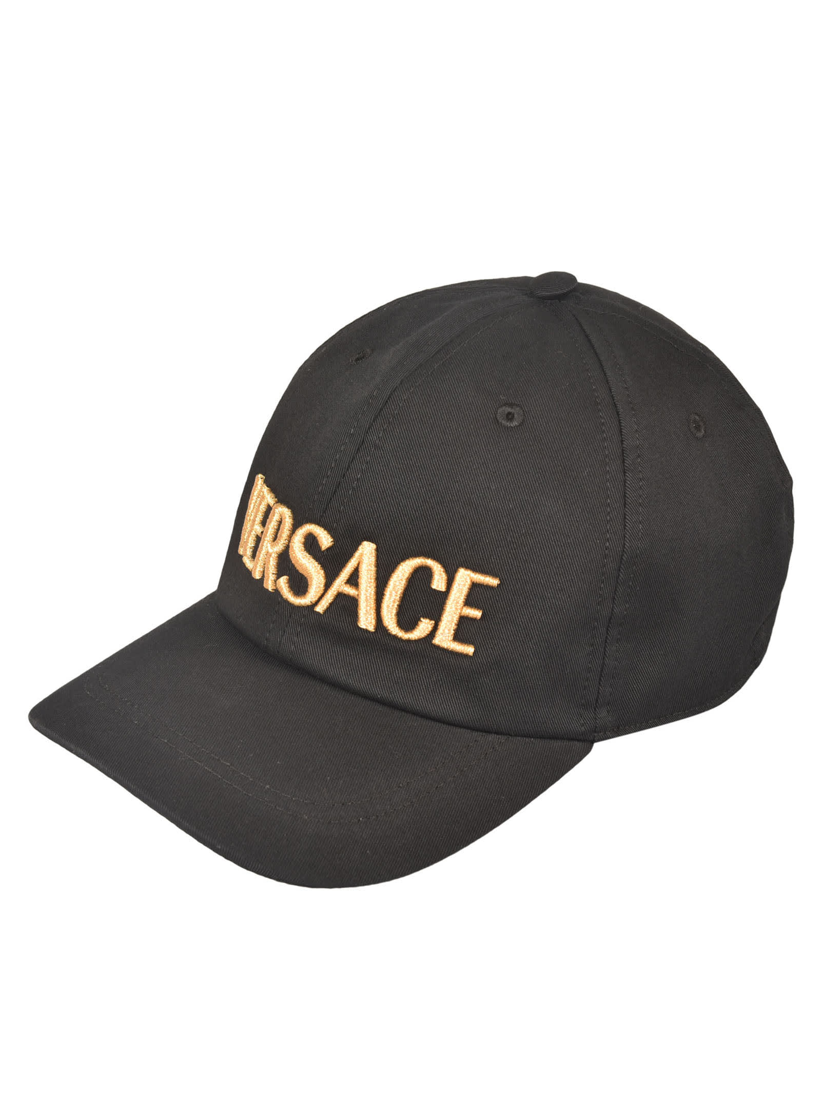 Versace Logo Embroidered Baseball Cap In Brown