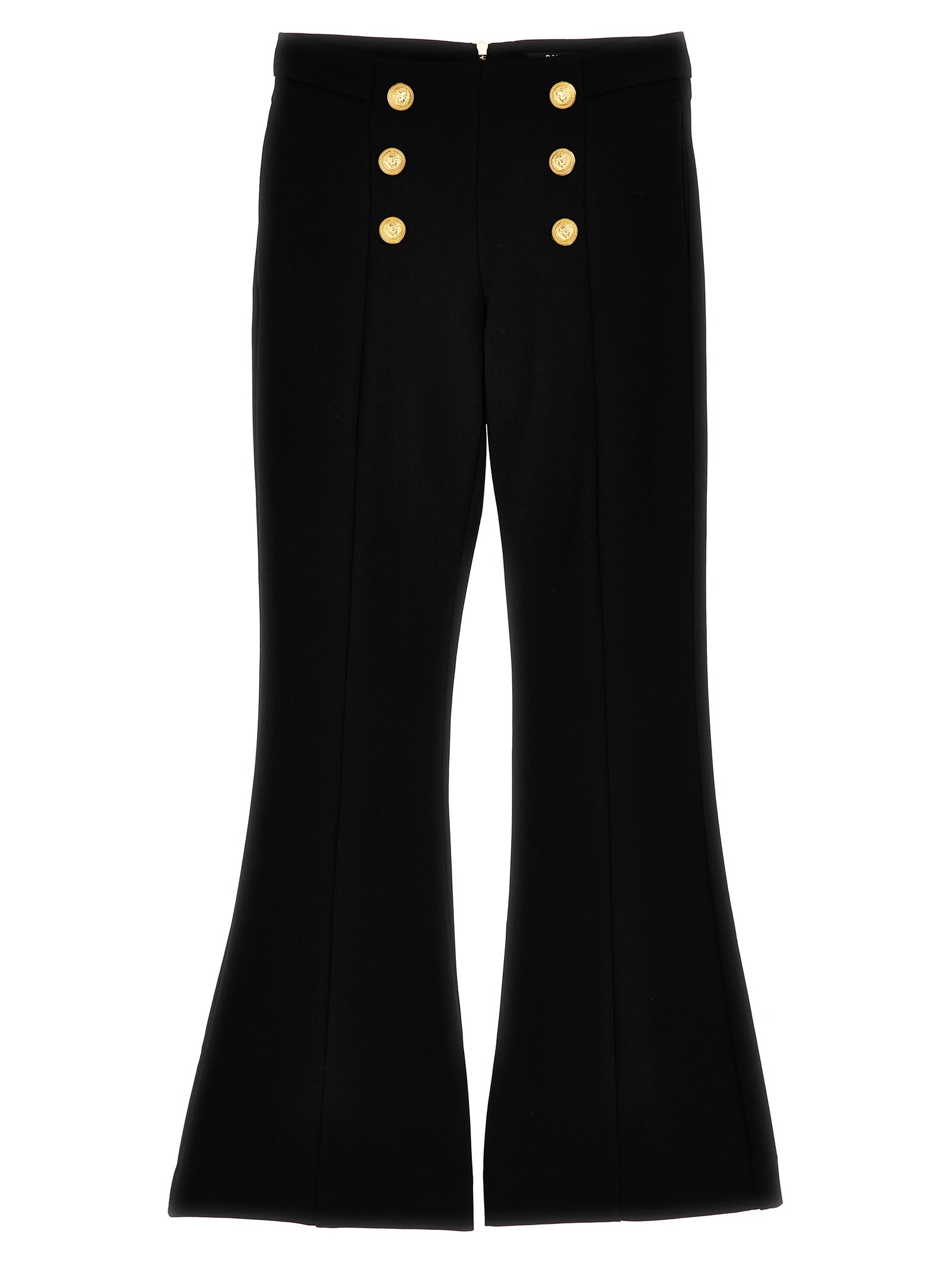 Balmain Black Trousers For Girl With Iconic Buttons In Black