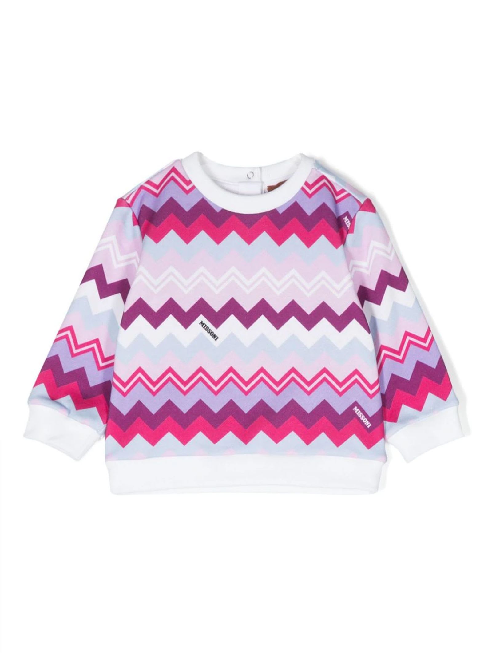 Shop Missoni Multicolor Cotton Sweatshirt In Glicine/multicolor