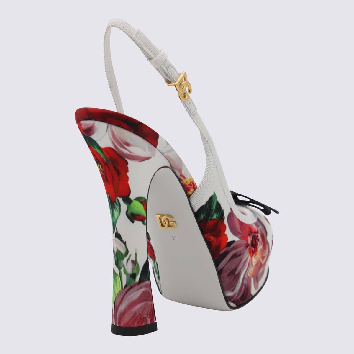 DOLCE & GABBANA WHITE AND MULTICOLOR PUMPS