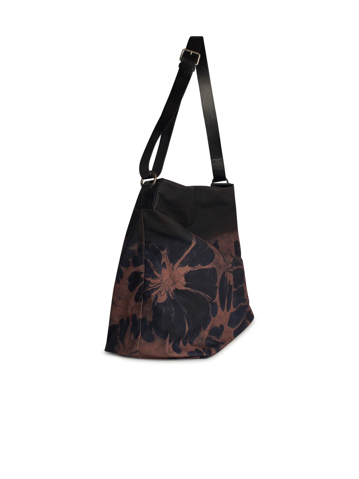 Dries Van Noten Mens Rust Floral-print Cotton Shoulder Bag