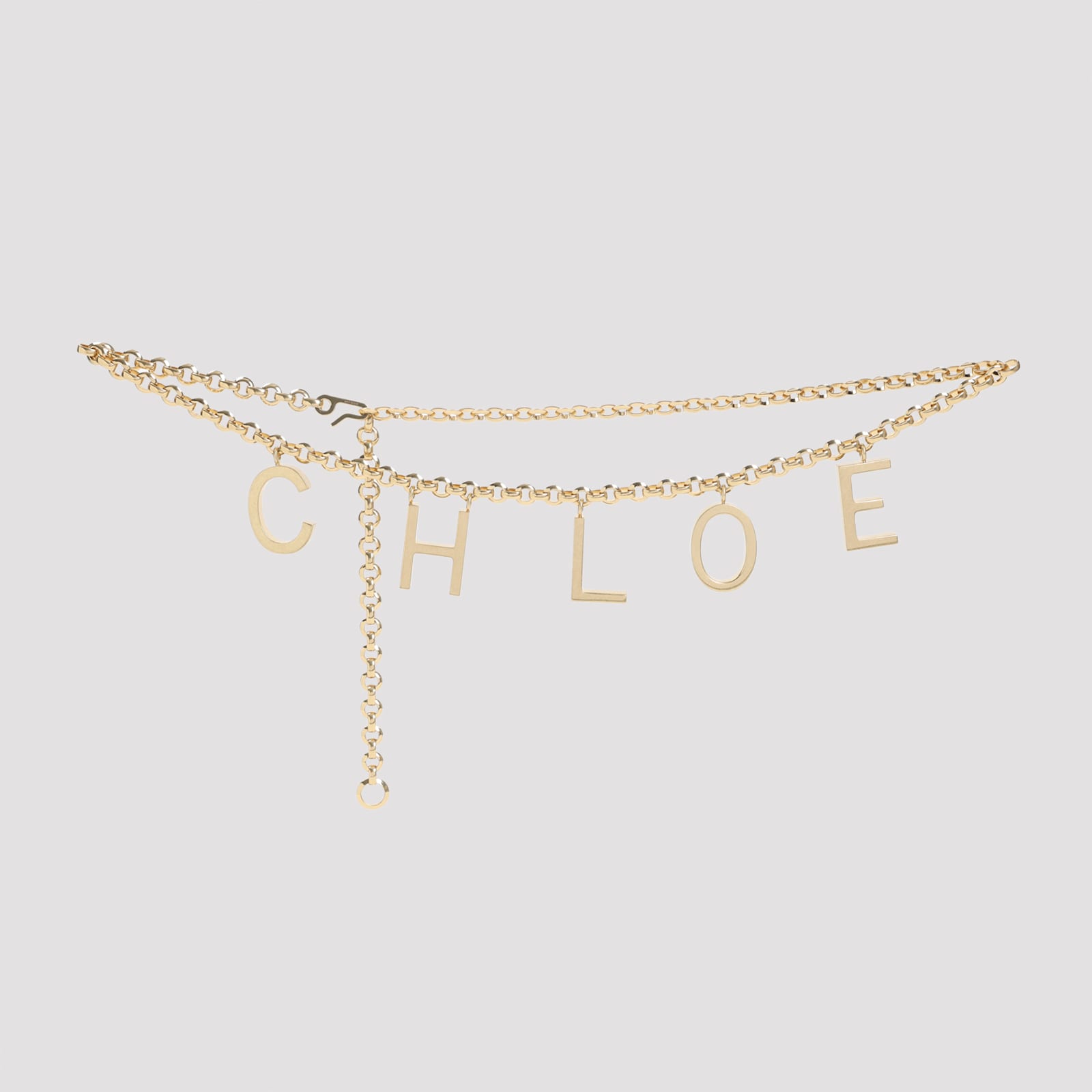 Chloé Metallic Double Chain Belt In Neutral