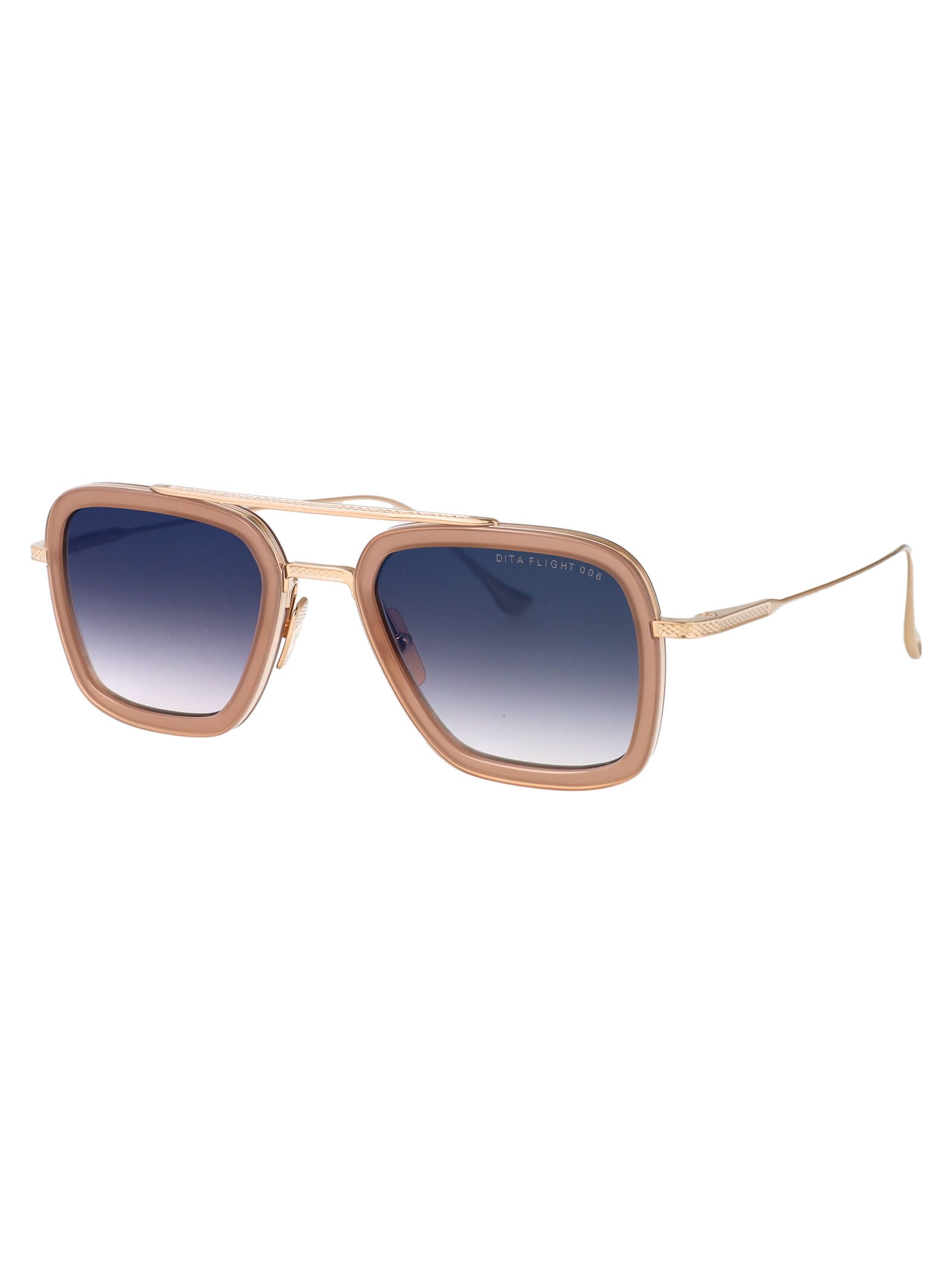 Dita Flight.006 Sunglasses In White Gold - Dusty Pink W Dark Grey To Clear Gradient - Deep Blue Flas