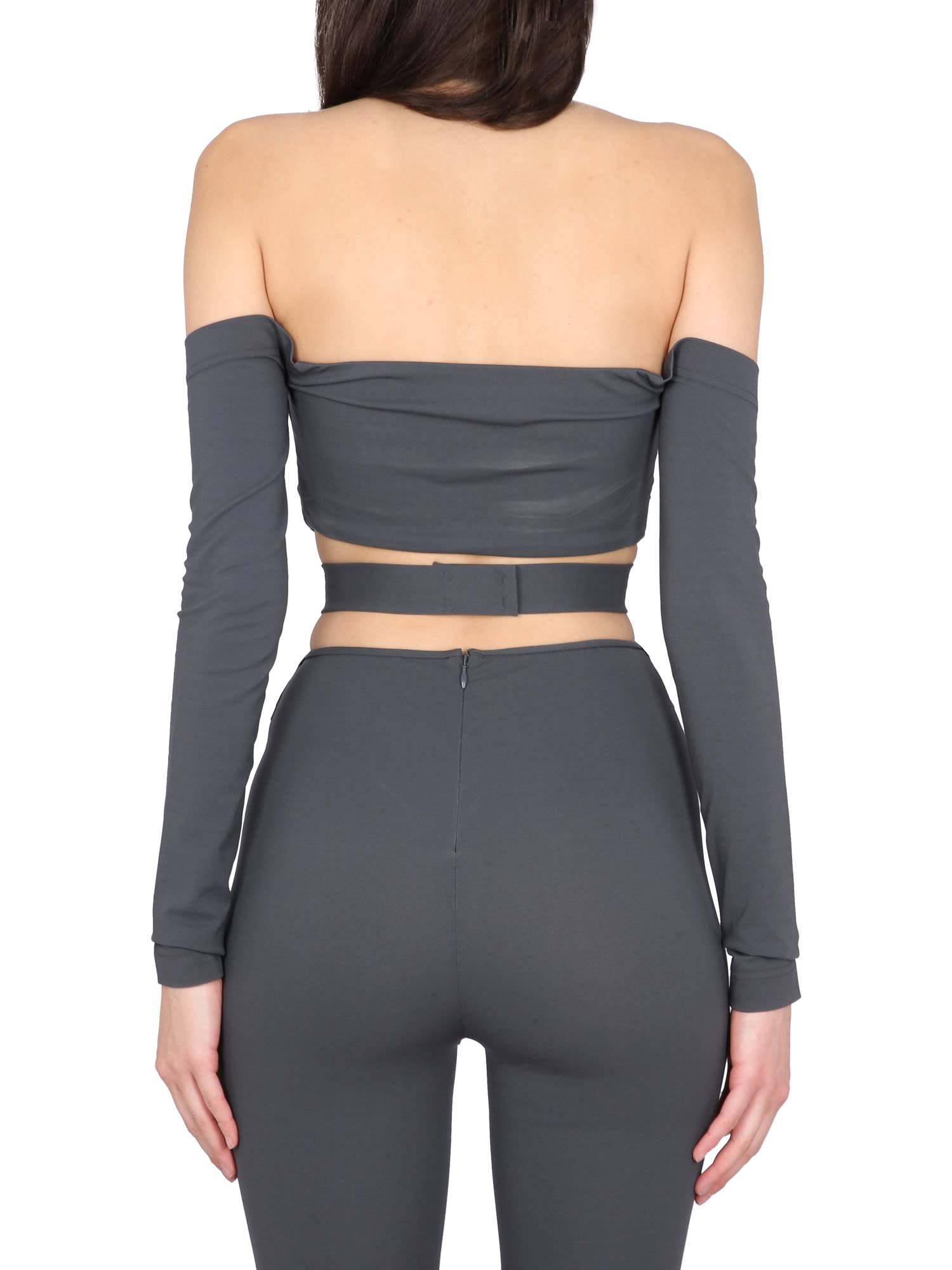 Dolce & Gabbana Viscose Top With Sleeves In Gray