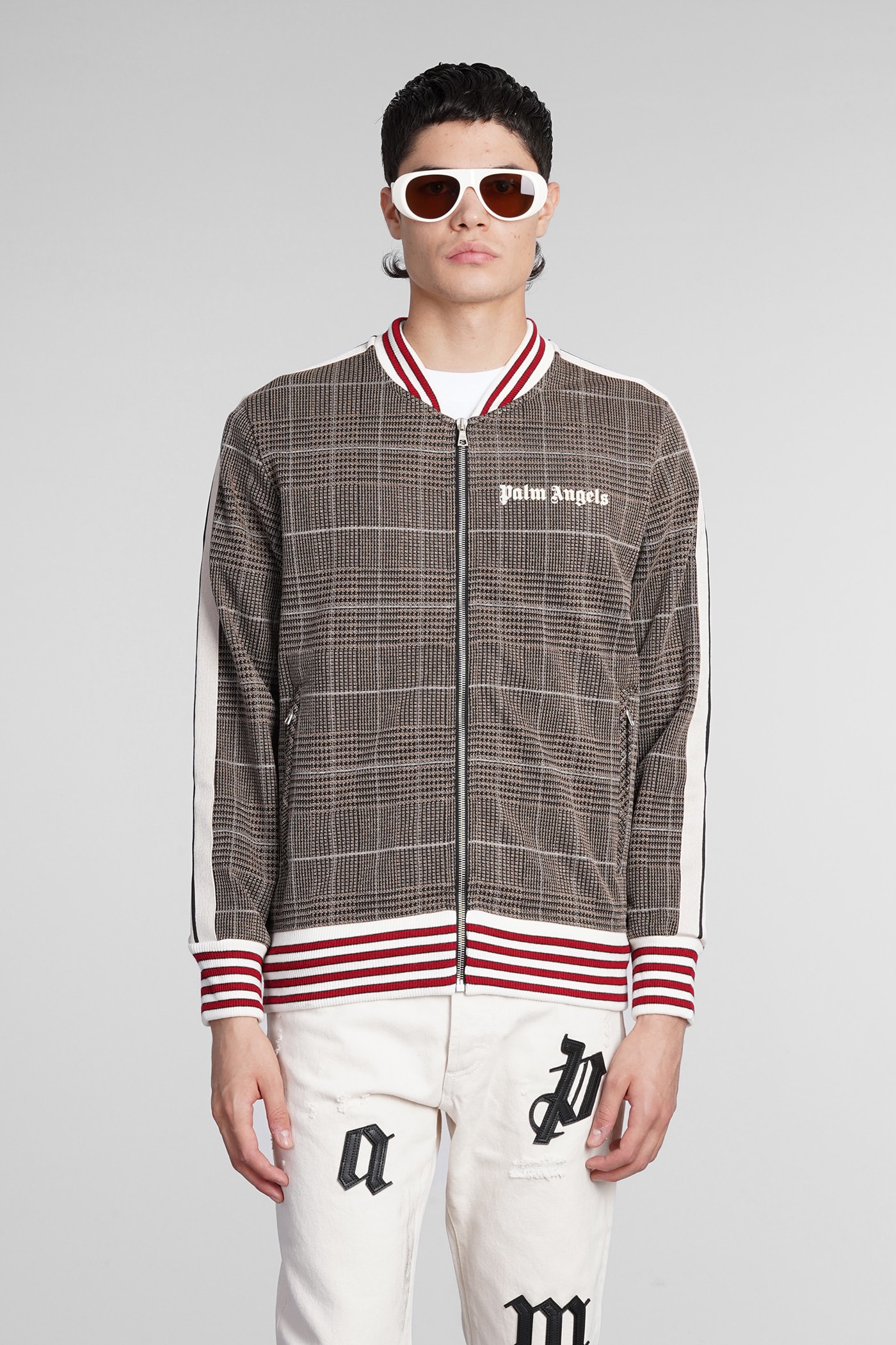 Palm Angels Bomber In Brown Polyester