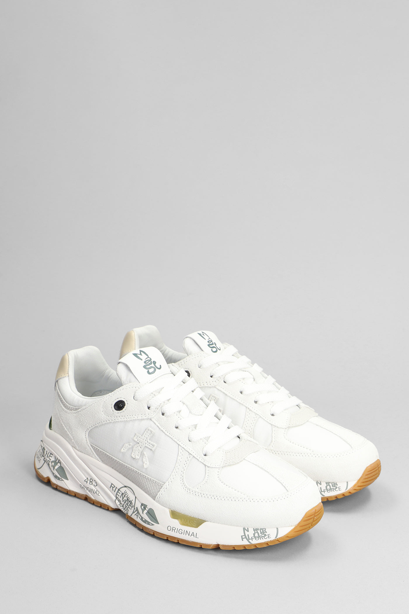 Shop Premiata Mase Sneakers In White Suede And Fabric
