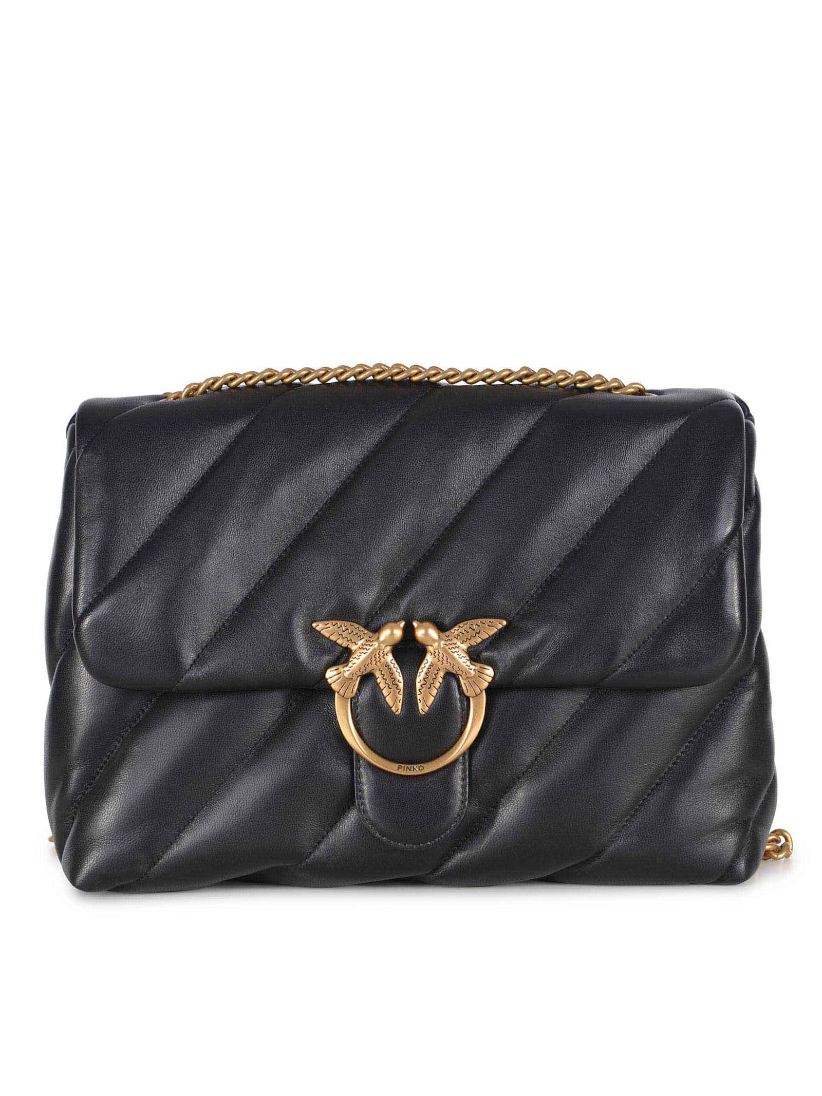 Pinko Love Puff Big Cl Sheep Nappa Shoulder Bag In Black