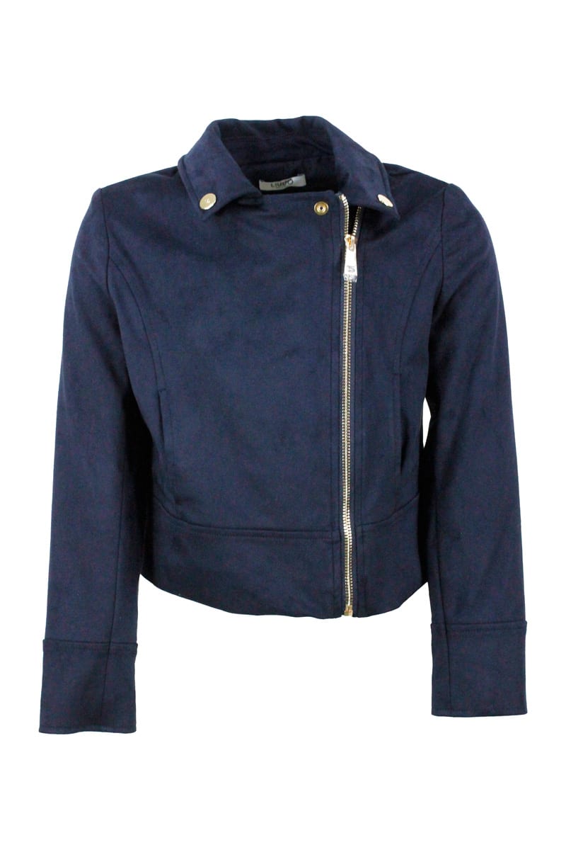 Liu-Jo Alcantara Nail Jacket With Zip And Golden Buttons