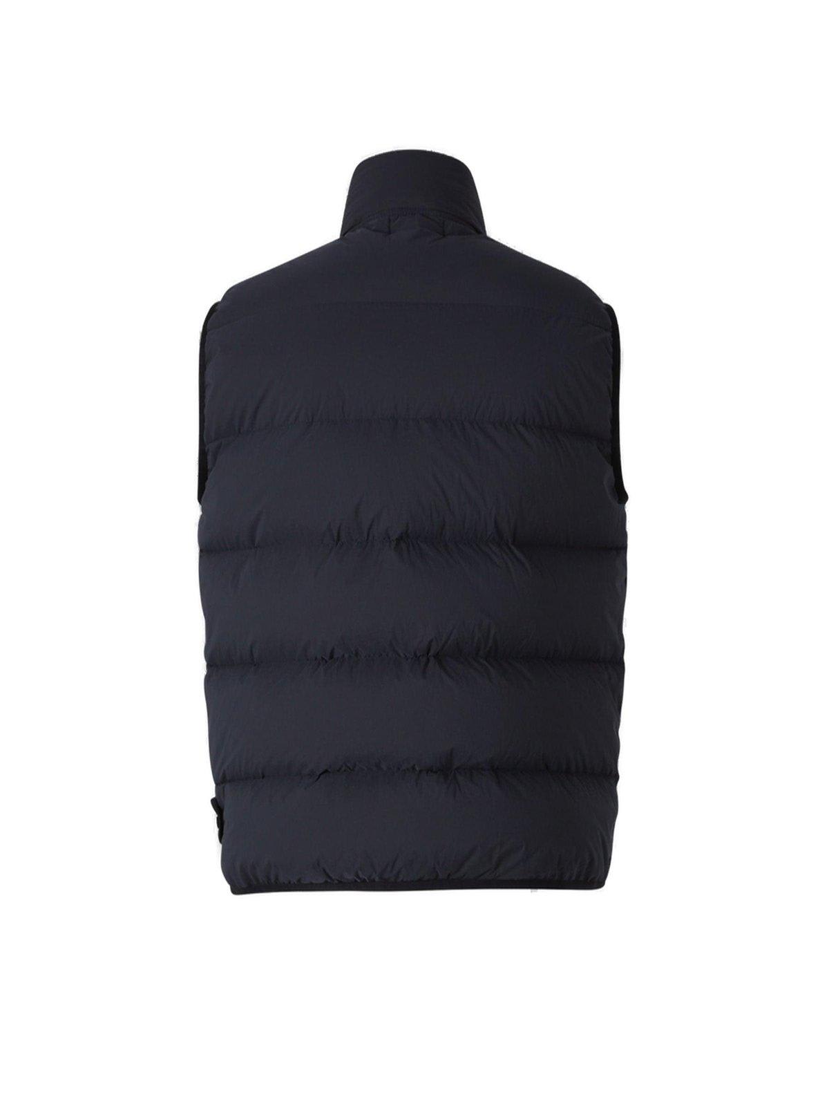 Shop Stone Island High Neck Zipped Down Gilet In Blue