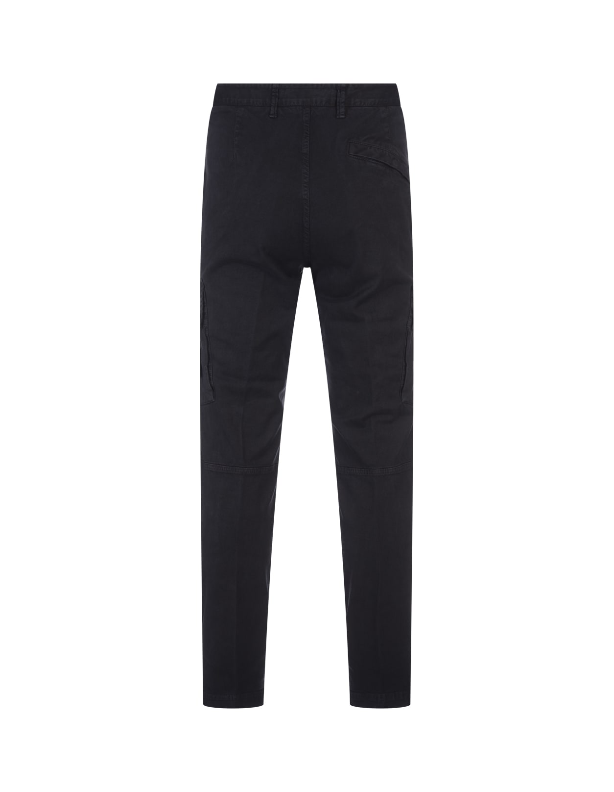 Shop Stone Island Navy Blue Cargo Trousers In Broken Twill Stretch Cotton In Bleu