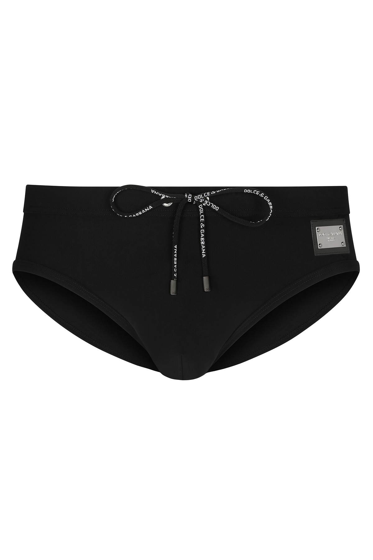 Shop Dolce & Gabbana Swim Briefs With Plate In Nero (black)