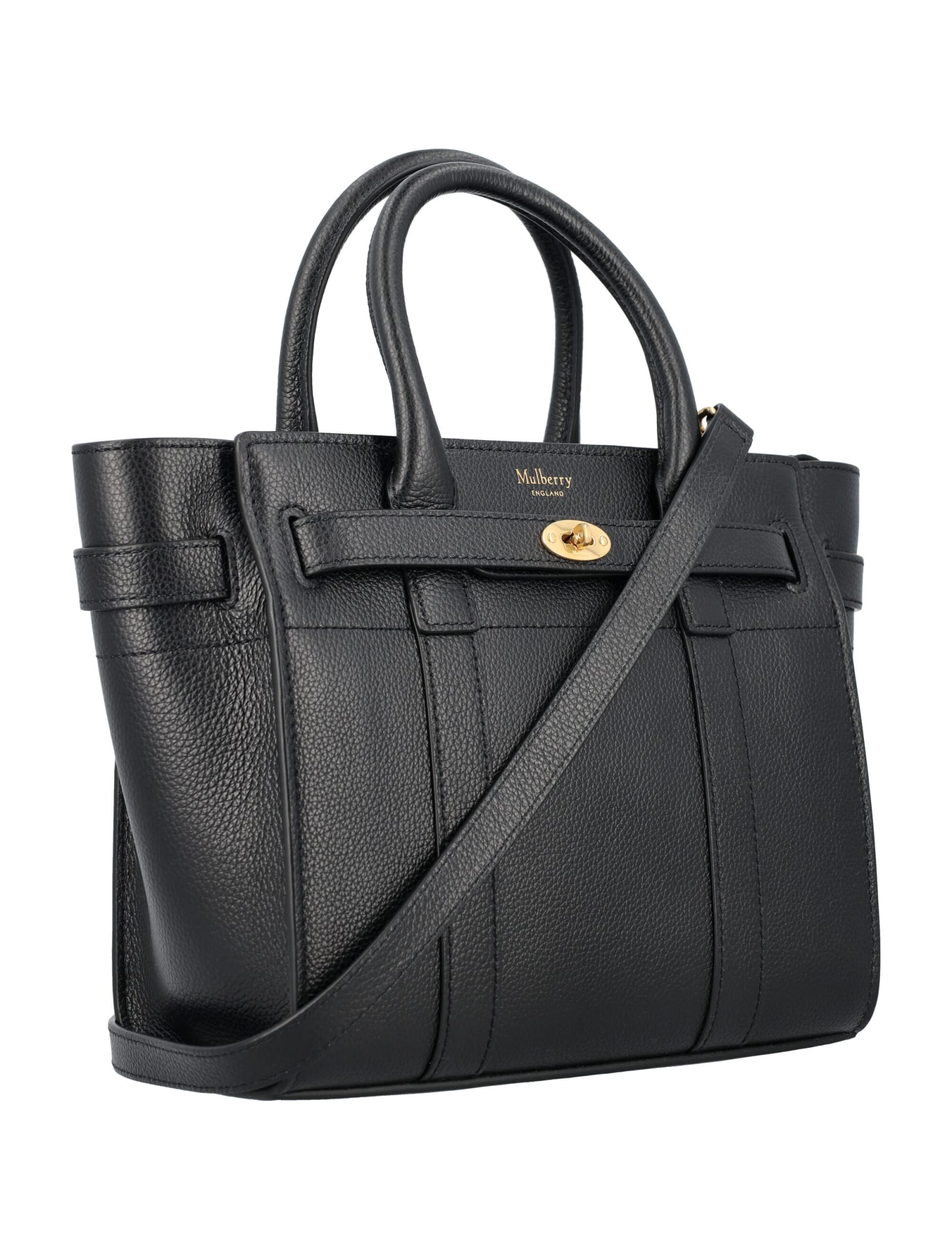 Shop Mulberry Mini Zipped Bayswater Bag In Black