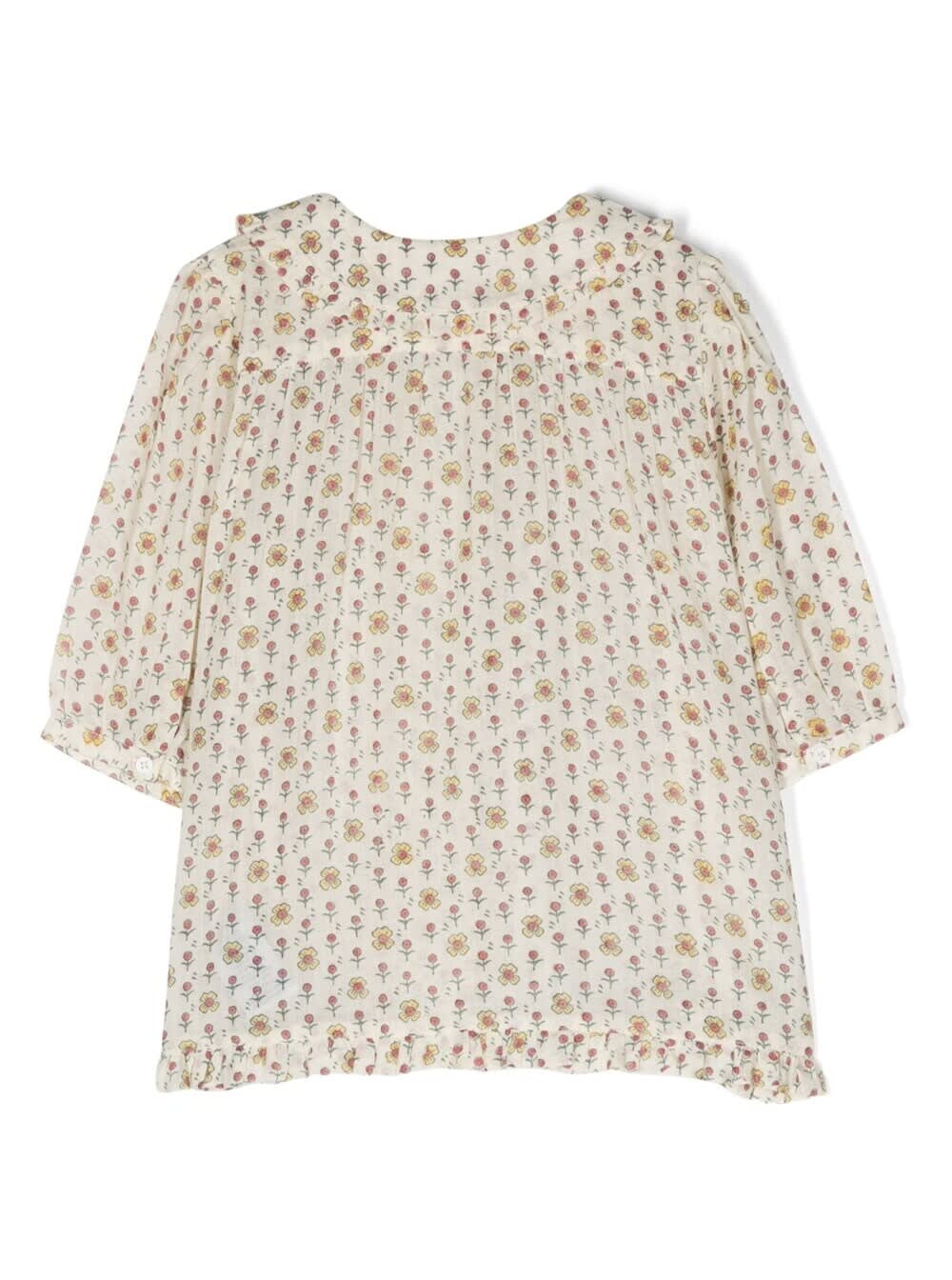 Shop Emile Et Ida Beige Shirt With All-over Floreal Print In Cotton Girl