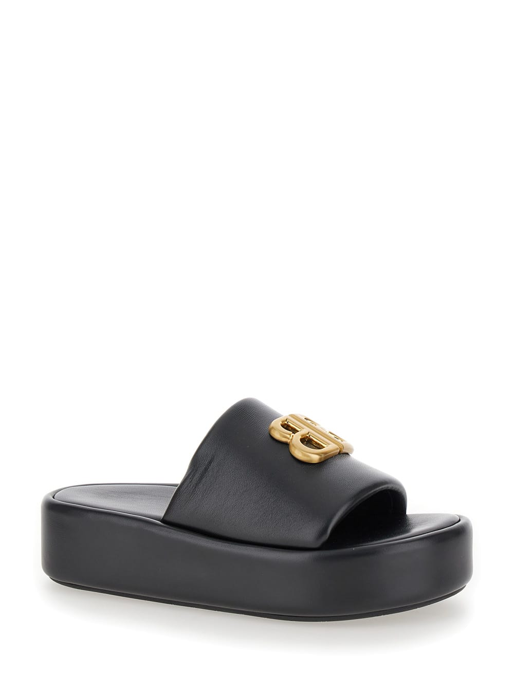 Shop Balenciaga Rise Black Slide In Leather Woman