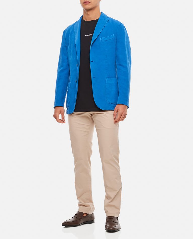 Boglioli Single-breasted Jacket 2 Buttons In Cotton Canvas In Sky Blue