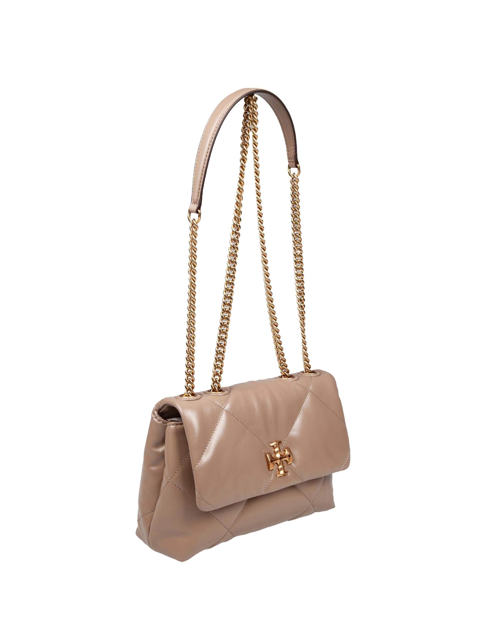 TORY BURCH KIRA SMALL DIAMOND QUILTED TAUPE COLOR 