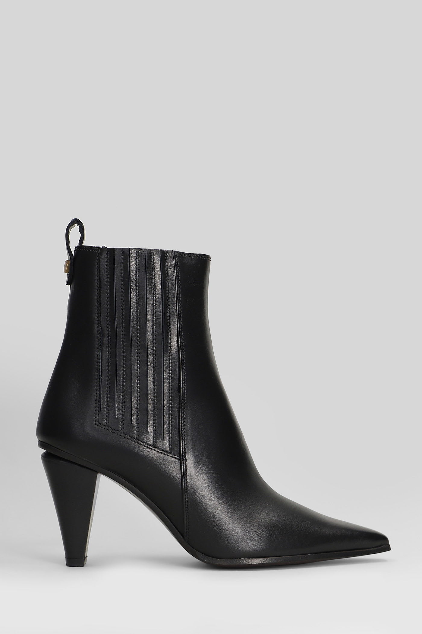 Roberto Festa Nova High Heels Ankle Boots In Black Leather In Multi