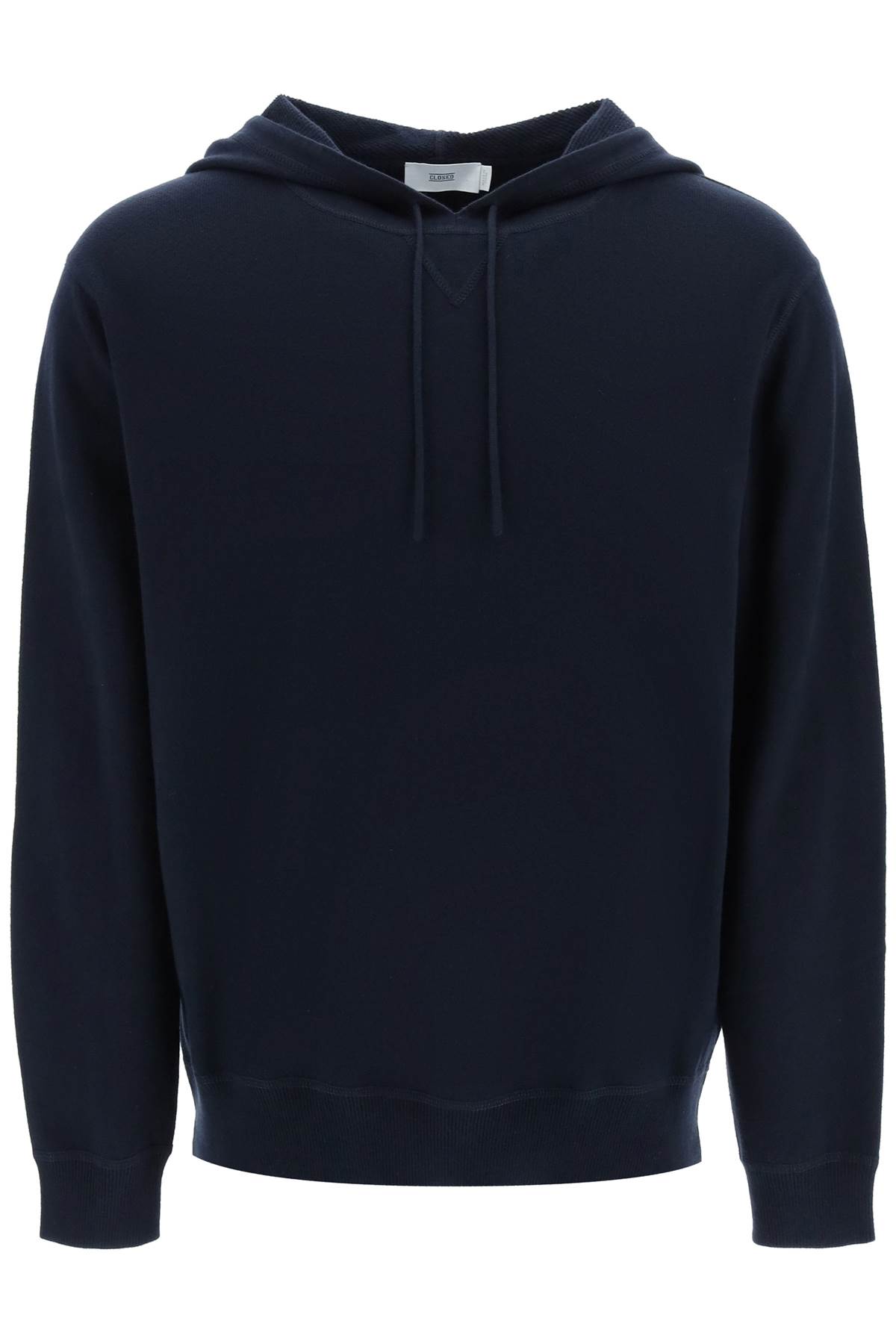 CLOSED COTTON WOOL AND CASHMERE KNIT HOODIE