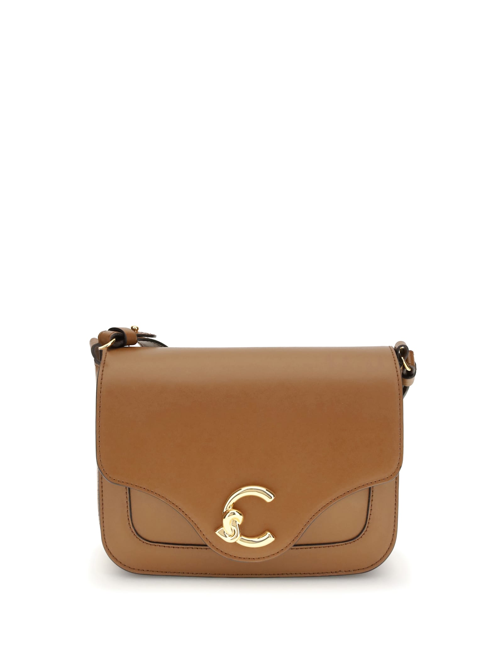 Coccinelle C-me Calf Cocker Small Shoulder Bag In Brown