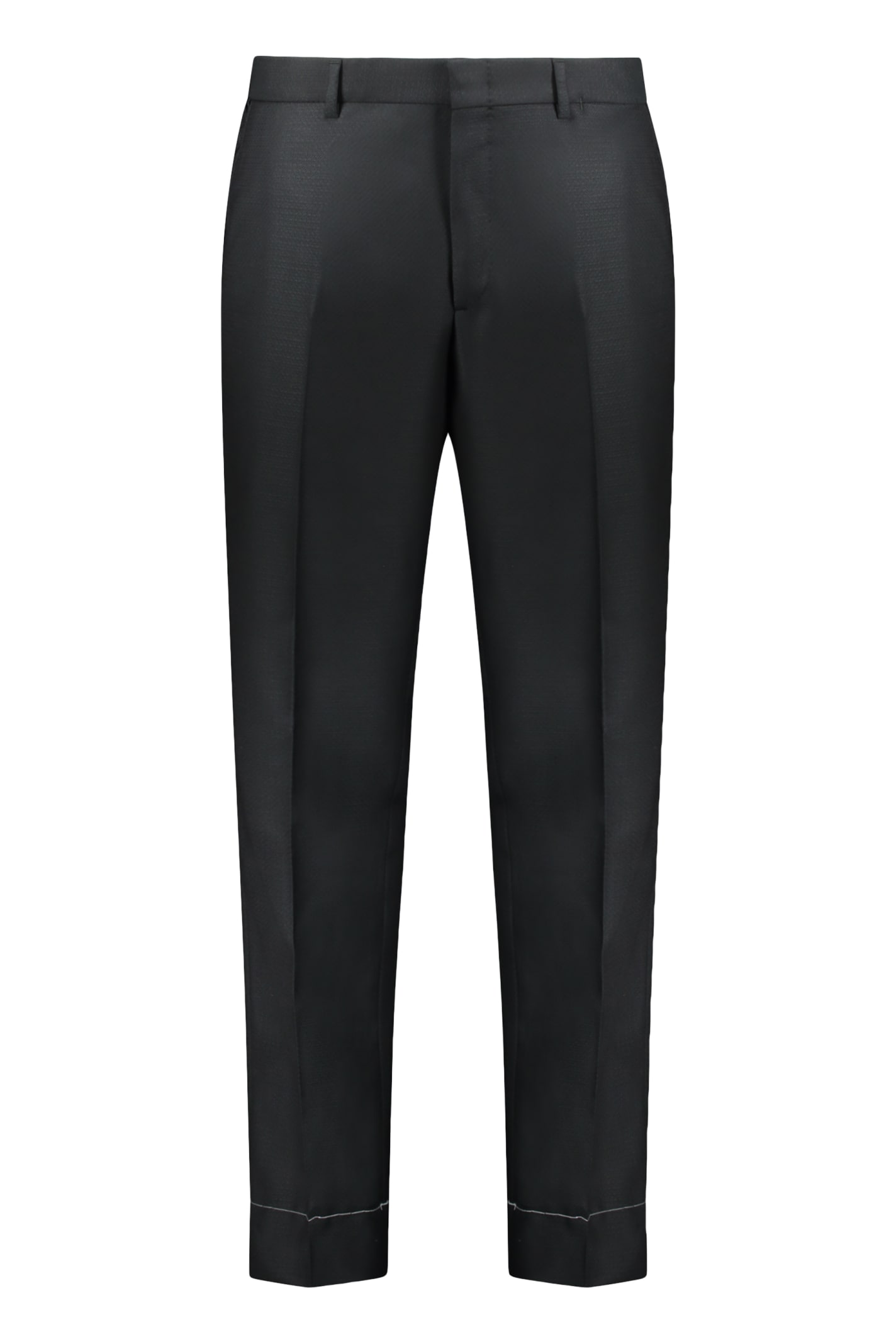 Shop Brioni Wool Tailored Trousers In Black
