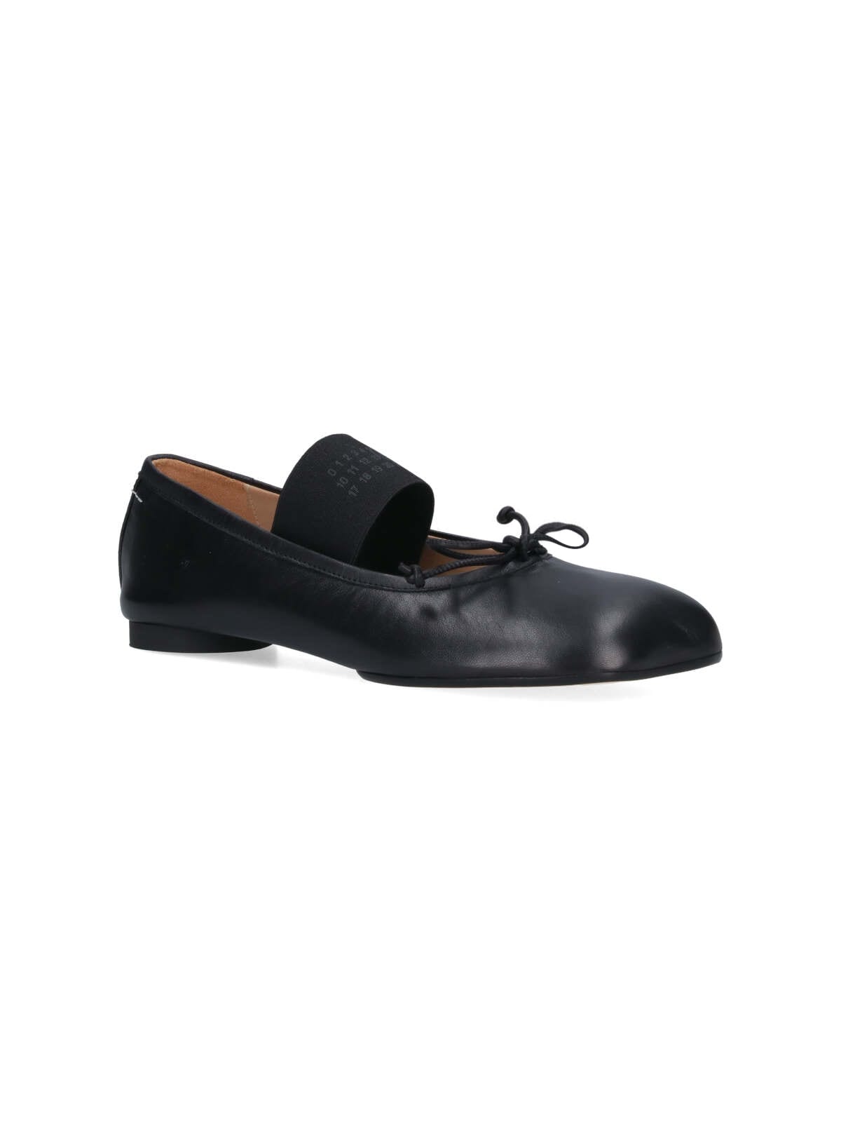 Mm6 Maison Margiela Smooth Leather Anatomical Ballerina In Black