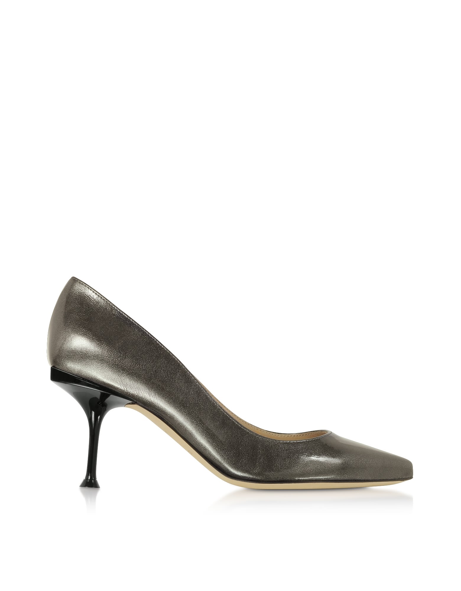 Sergio Rossi Glacee Anthracite Metallic Leather Pumps