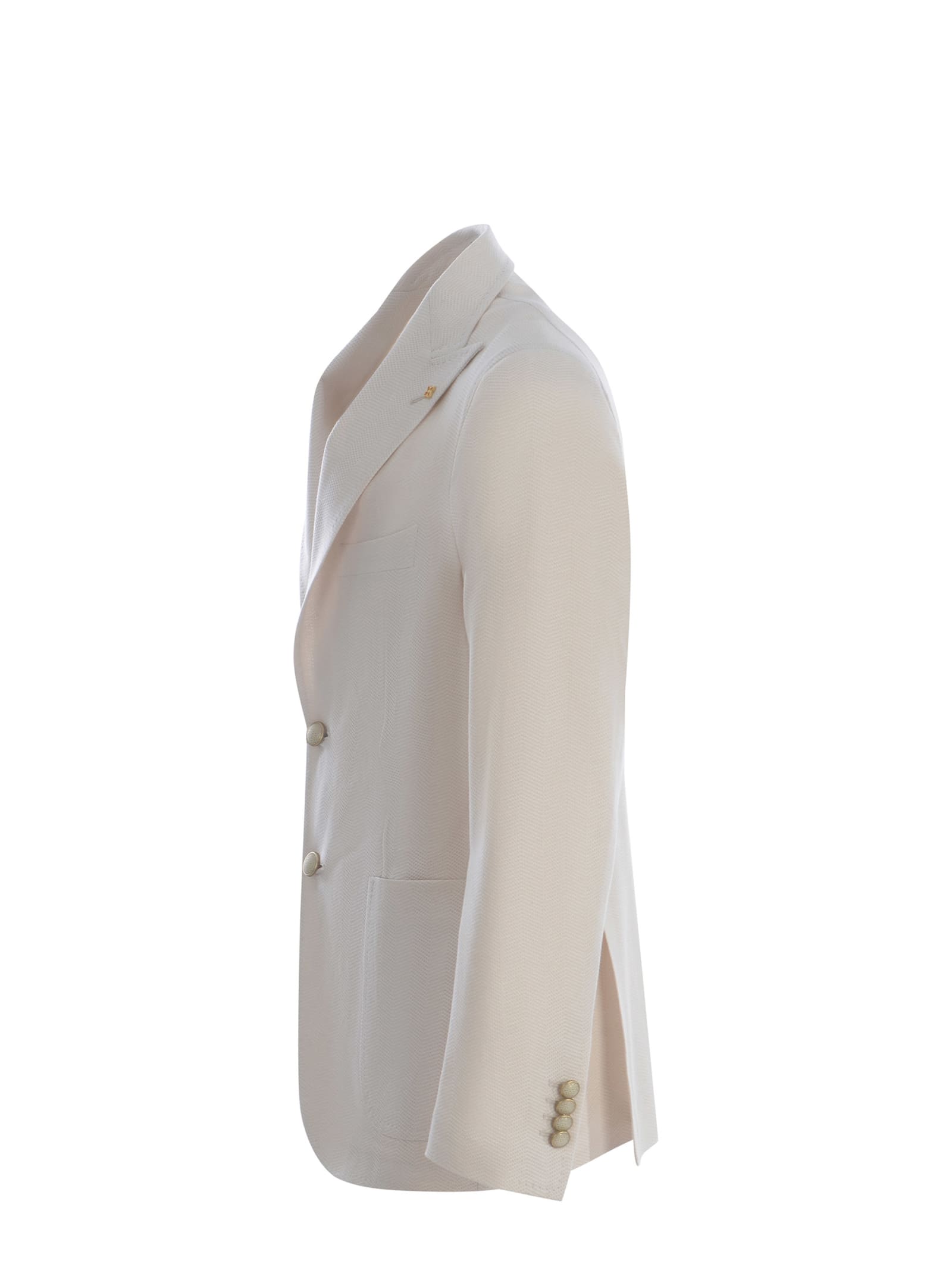 Shop Tagliatore Single-breasted Jacket  Made Of Cotton In Beige