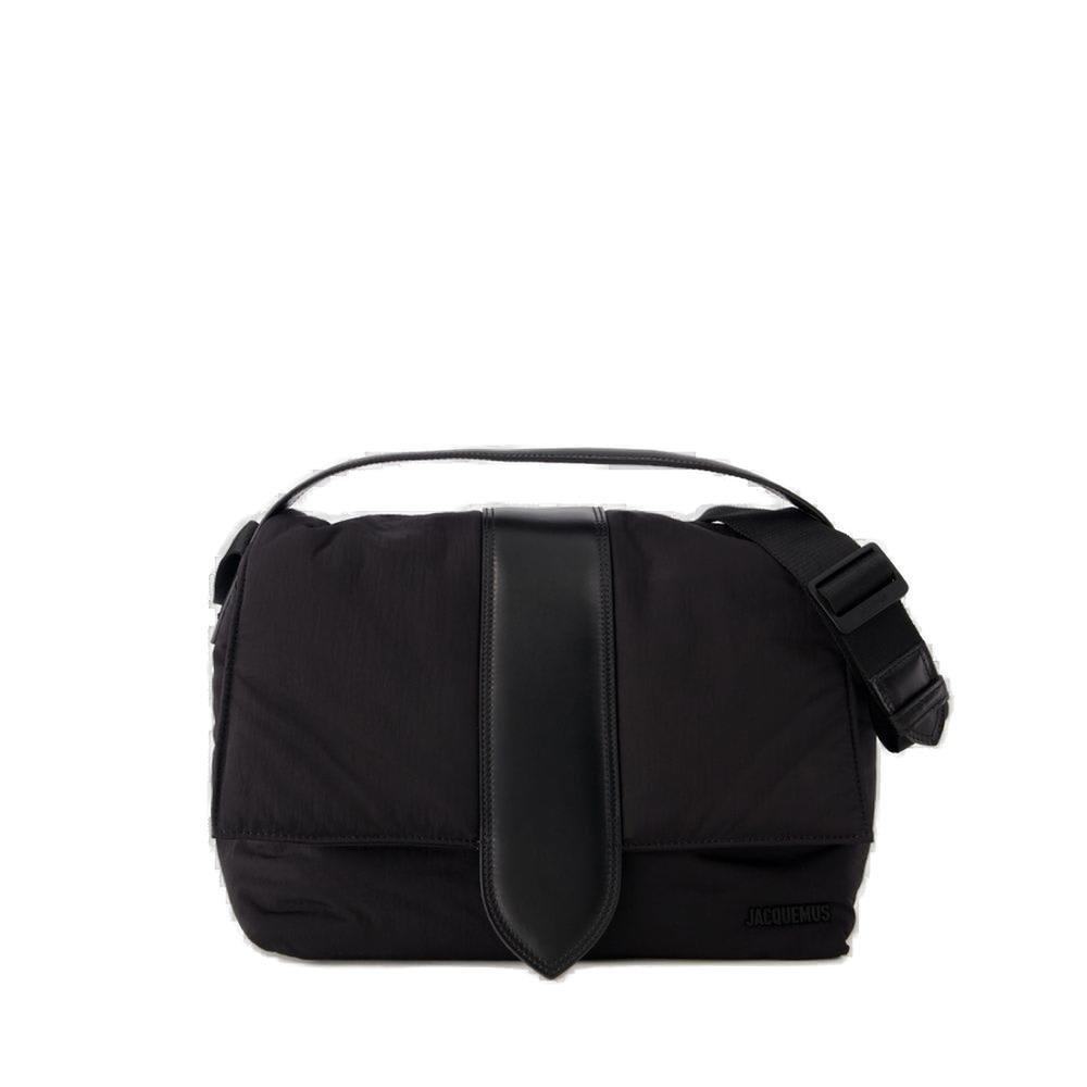 Shop Jacquemus Logo Embossed Messenger Bag In Black