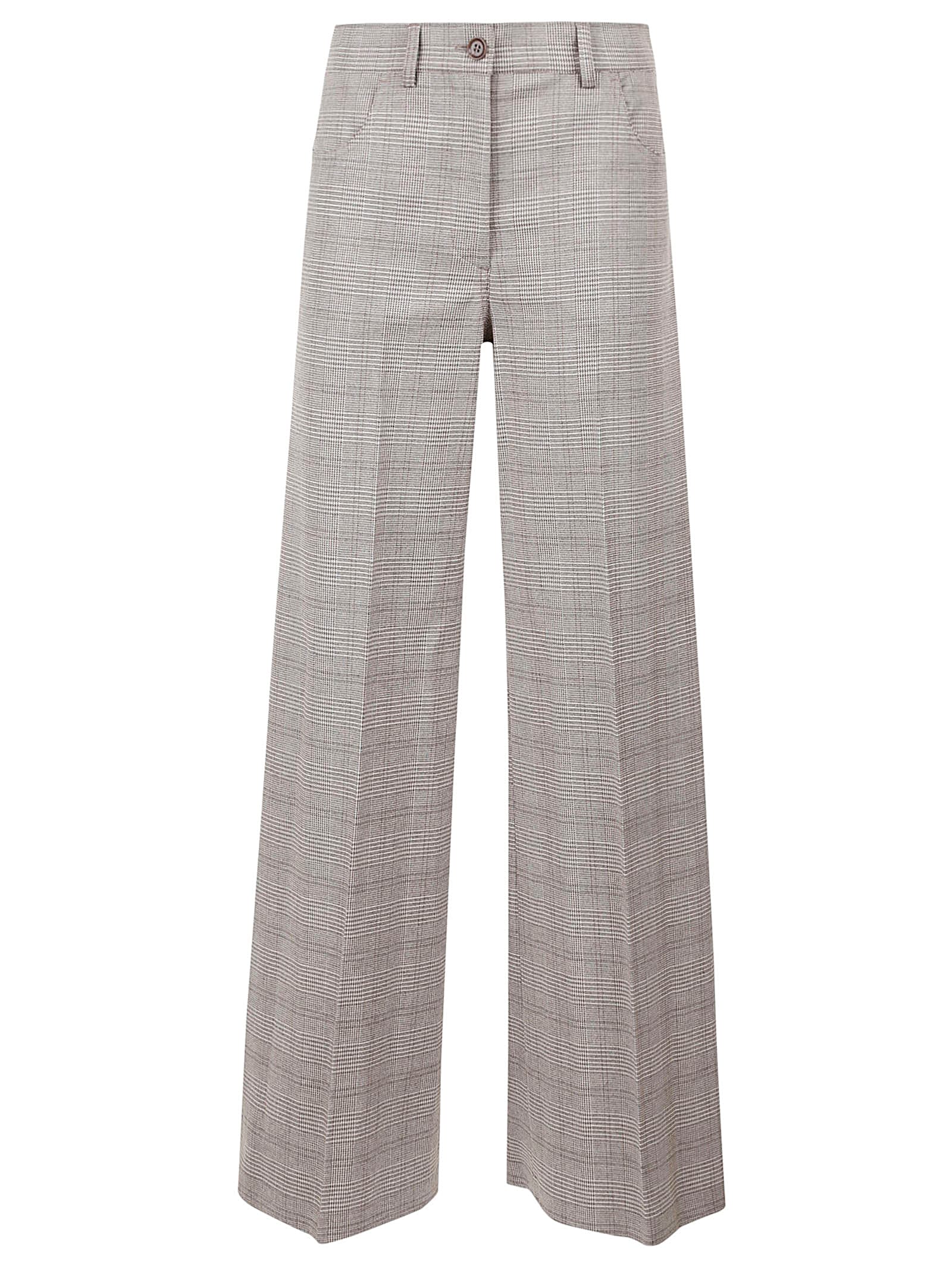 Straight Leg Check Patterned Trousers