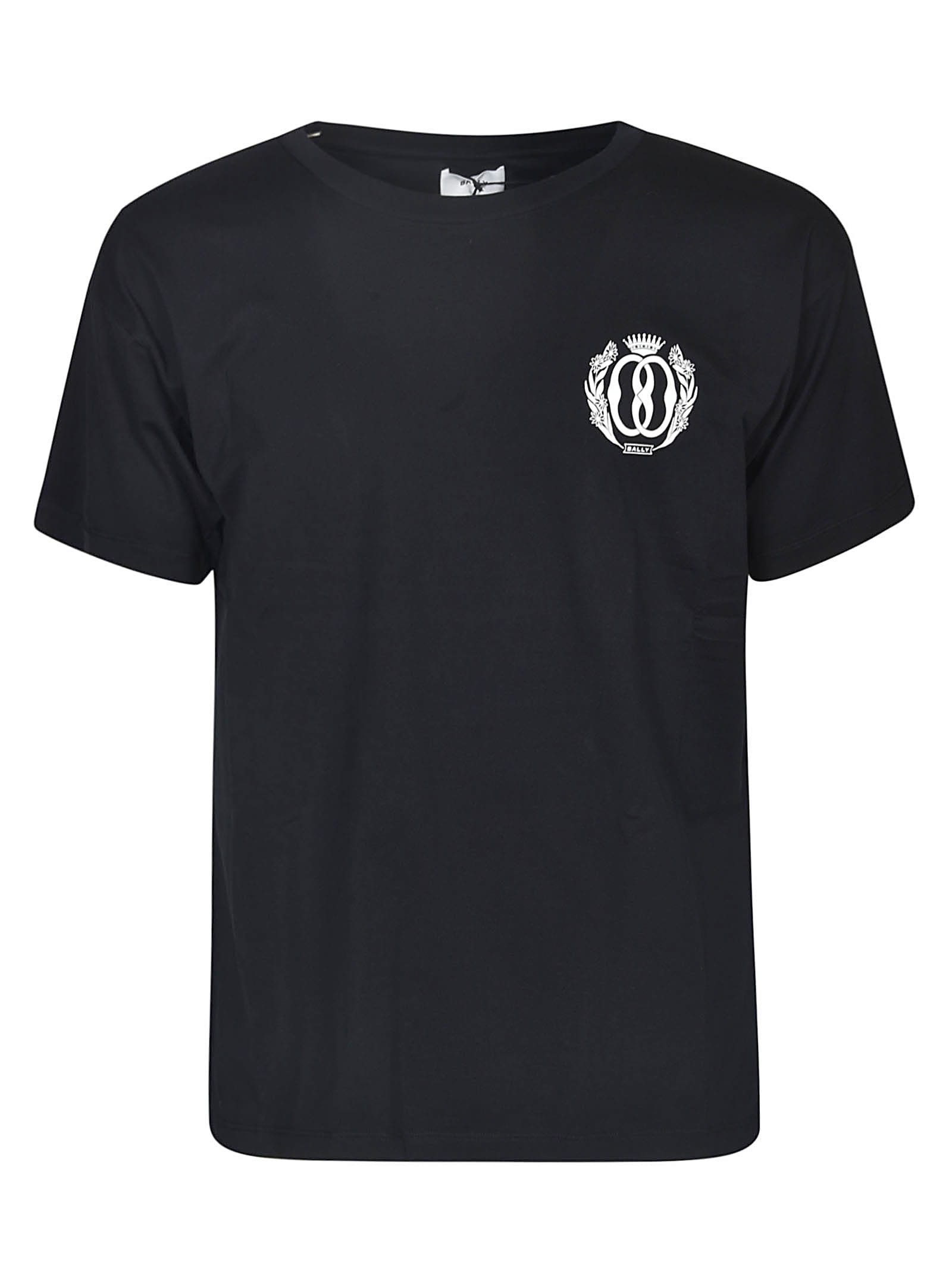 Shop Bally Crowned Logo Print T-shirt In Black
