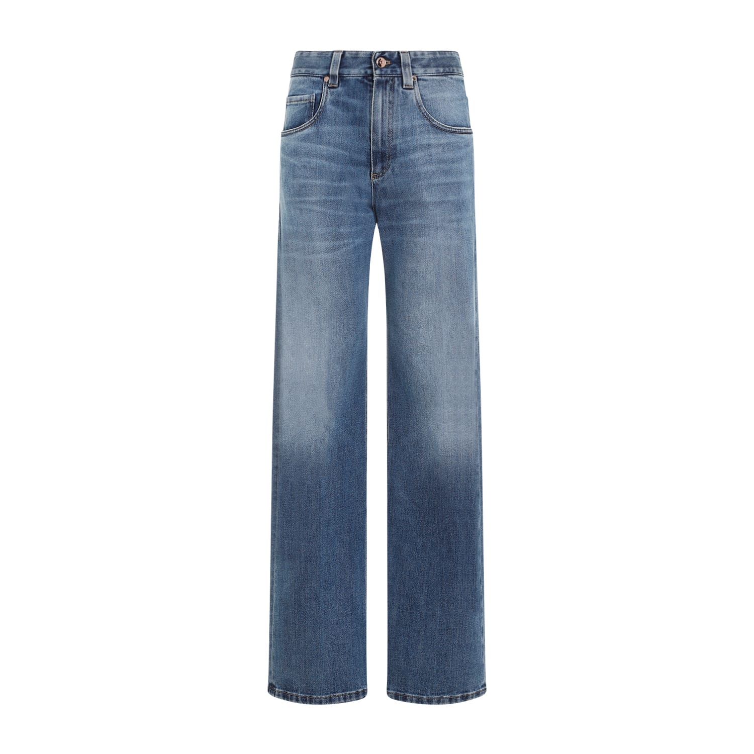 Shop Brunello Cucinelli Straight Leg Cotton Jeans In Blue Denim