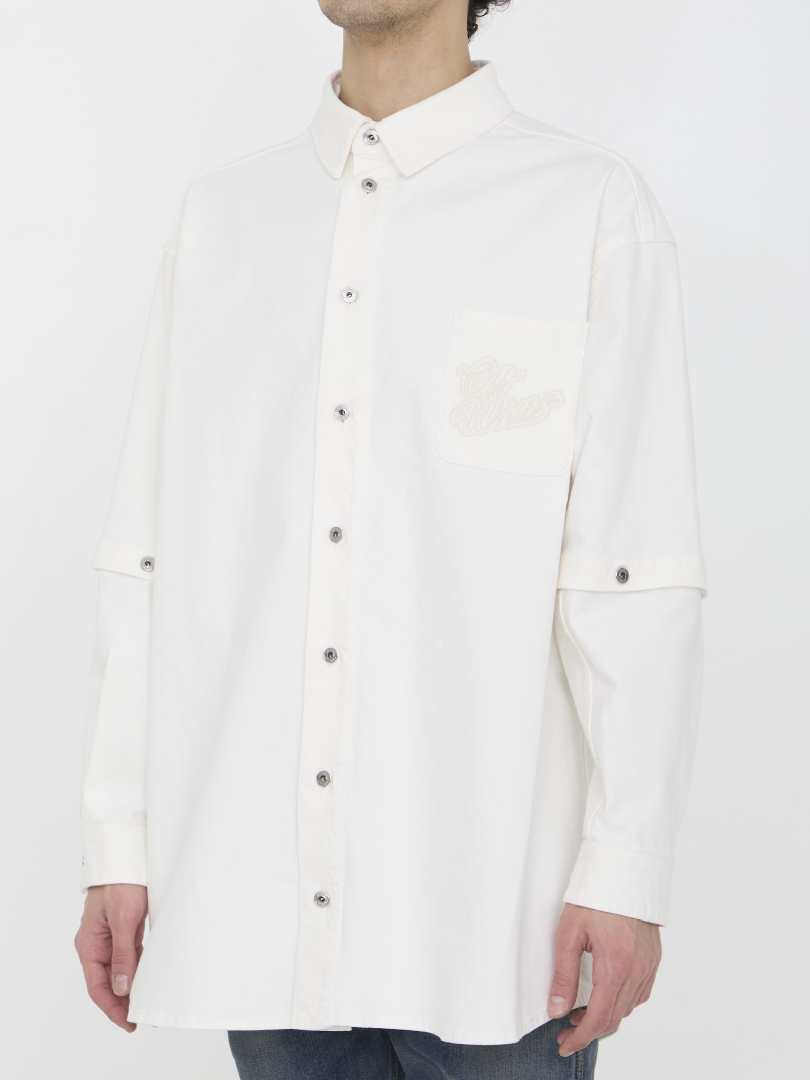 Shop Off-white 90s Logo Overshirt In White