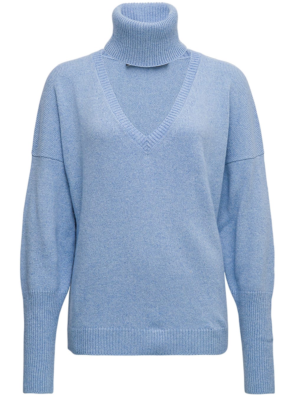 Federica Tosi Light Blue Wool And Cashmere Sweater With High Neck