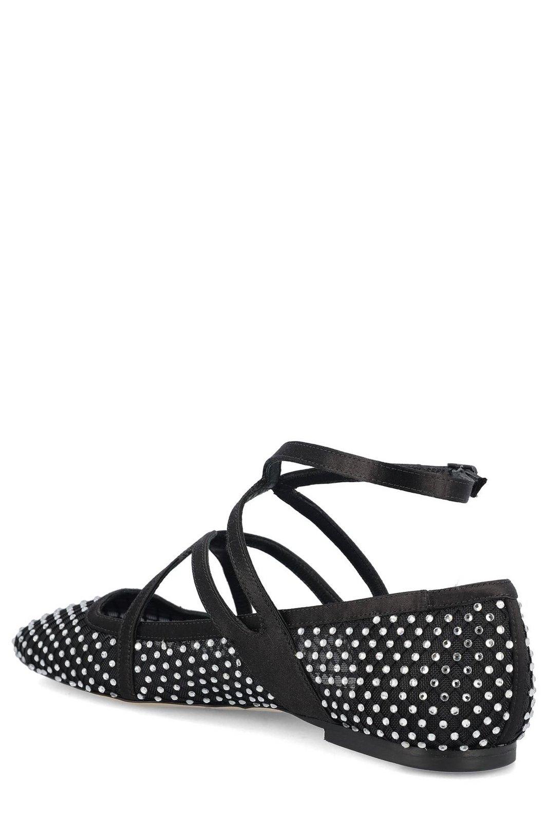 Jimmy Choo Astoria Crystal Mesh Caged Ballerina Flats In Black