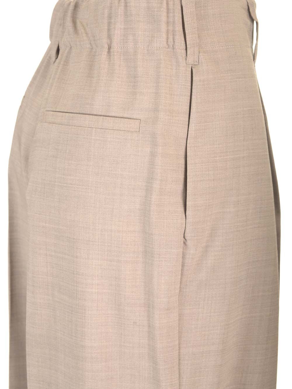 P.a.r.o.s.h Stretch Wool Gabardine Trousers Beige In Nude